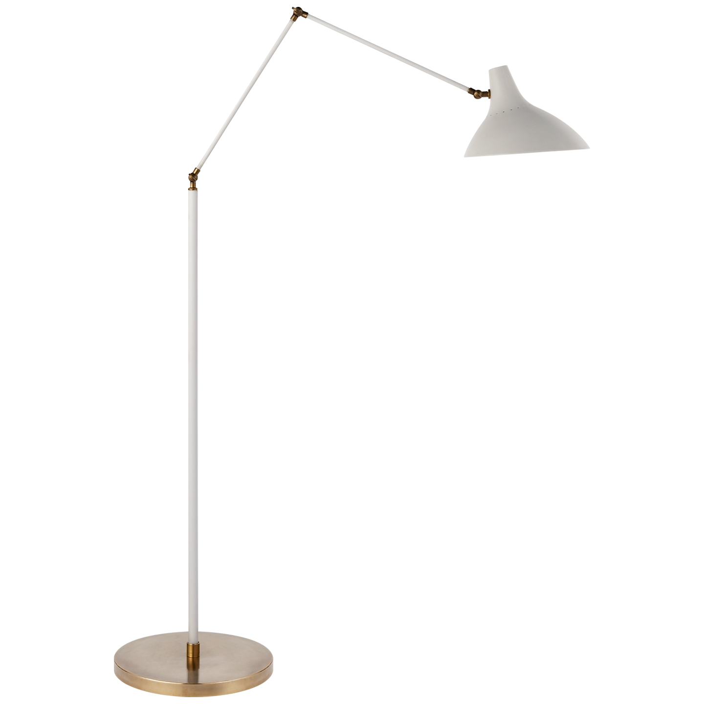 Charlton Floor Lamp in White and Hand-Rubbed Antique Brass