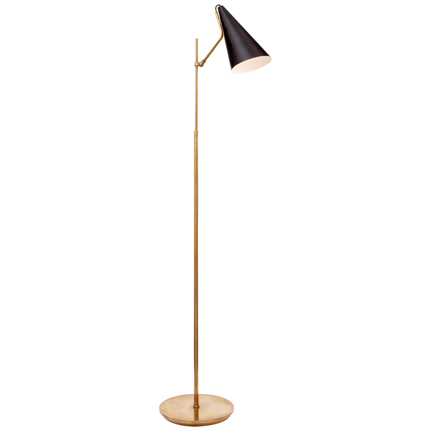 Clemente Floor Lamp in Hand-Rubbed Antique Brass with Black