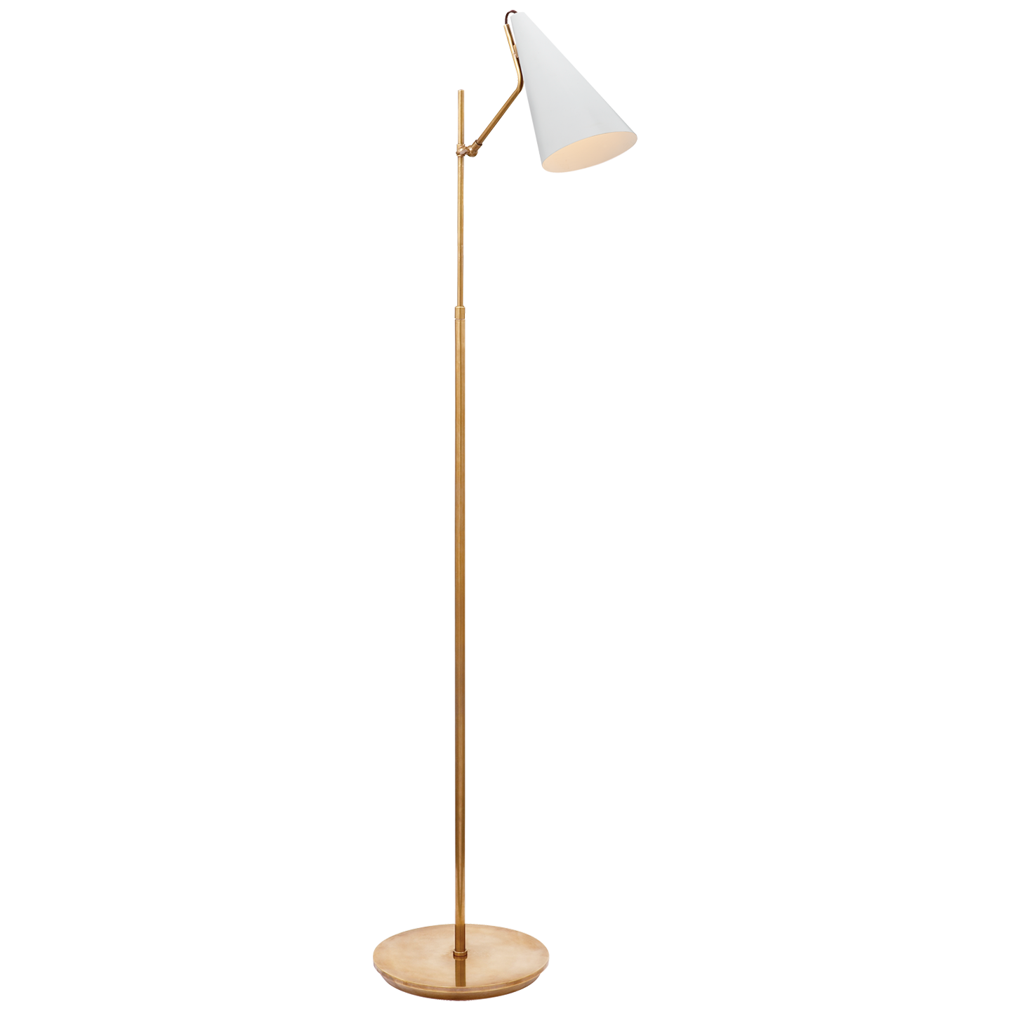 Clemente Floor Lamp in Hand-Rubbed Antique Brass with White