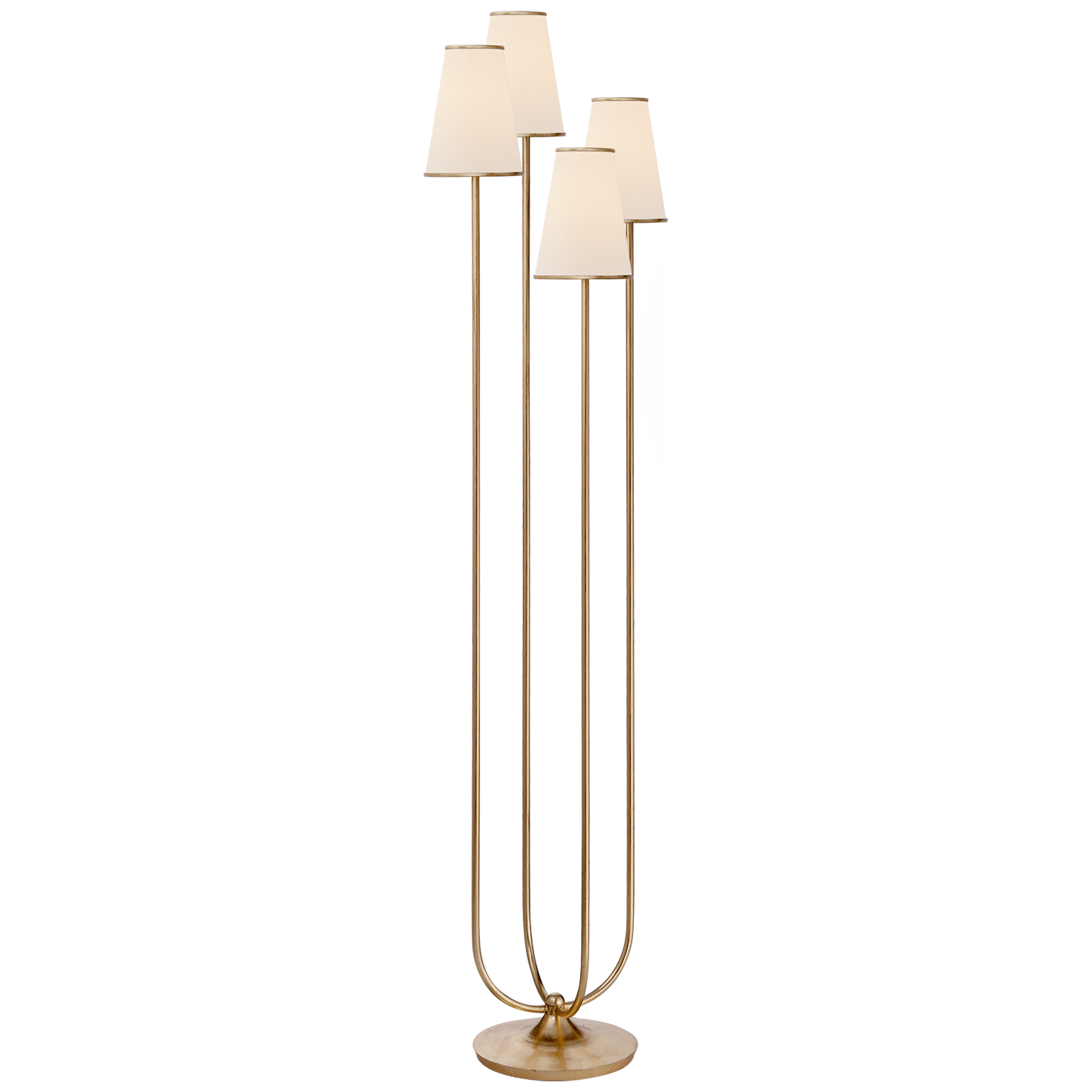 Montreuil Floor Lamp in Gild with Linen Shades