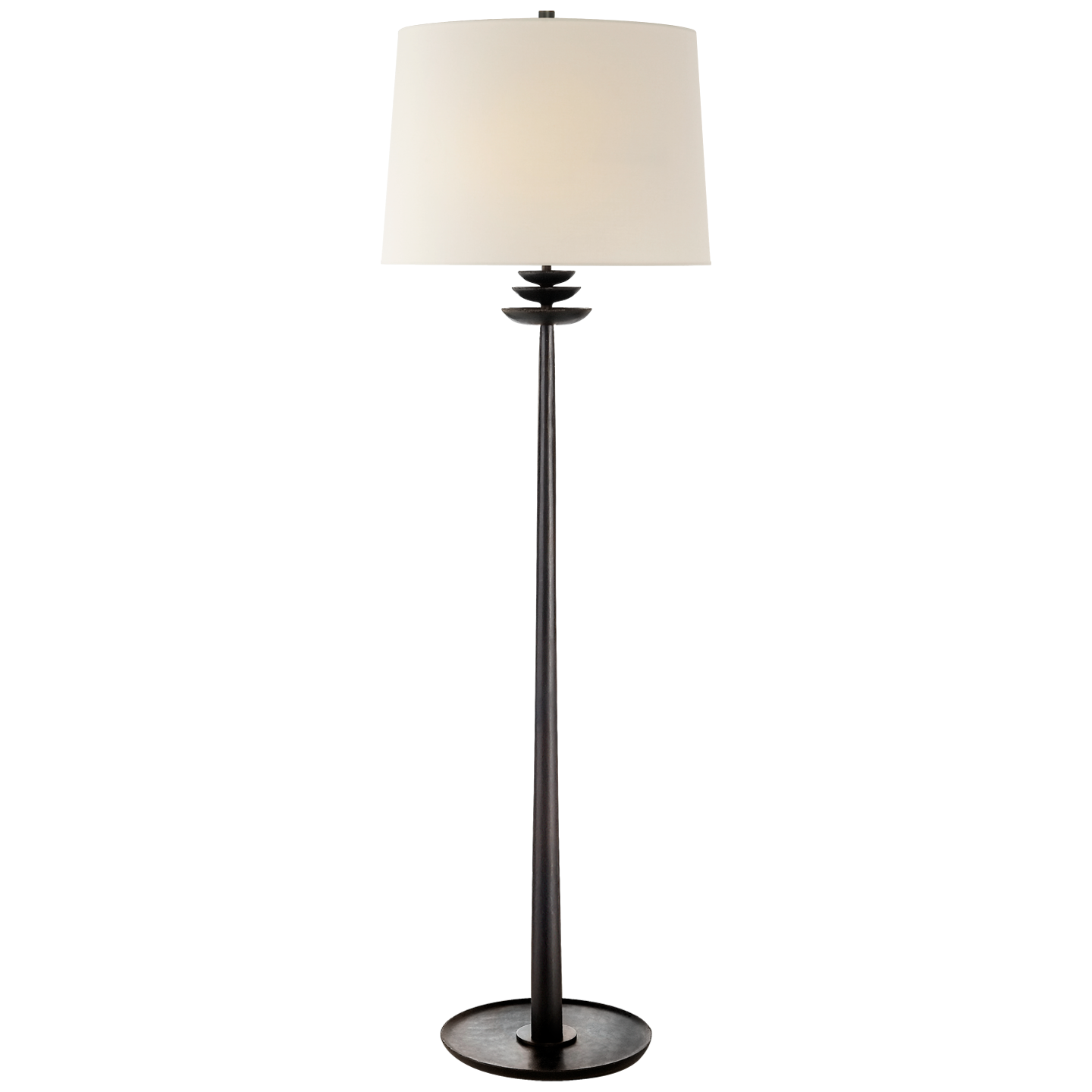 Beaumont Floor Lamp in Aged Iron with Linen Shade