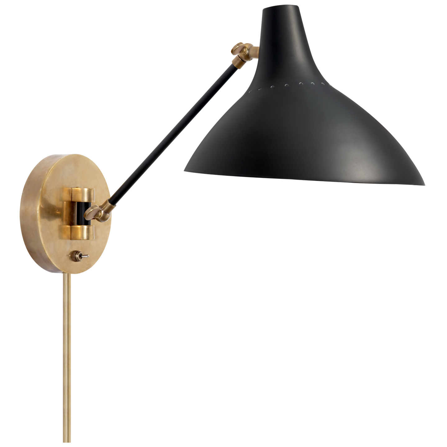 Charlton Wall Light in Black and Hand-Rubbed Antique Brass