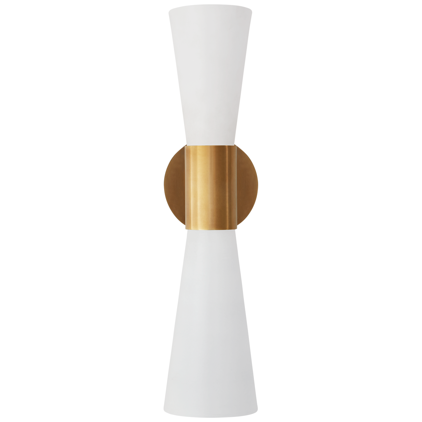 Clarkson Medium Narrow Sconce in Hand-Rubbed Antique Brass and White