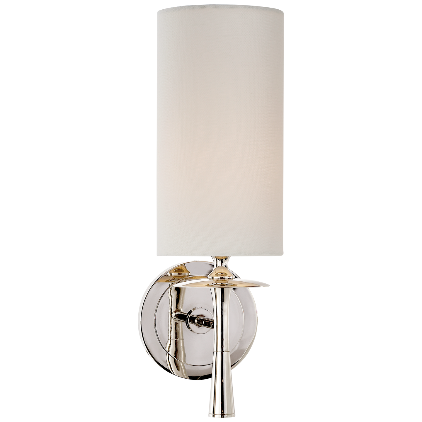 Drunmore Single Sconce in Polished Nickel with Linen Shade