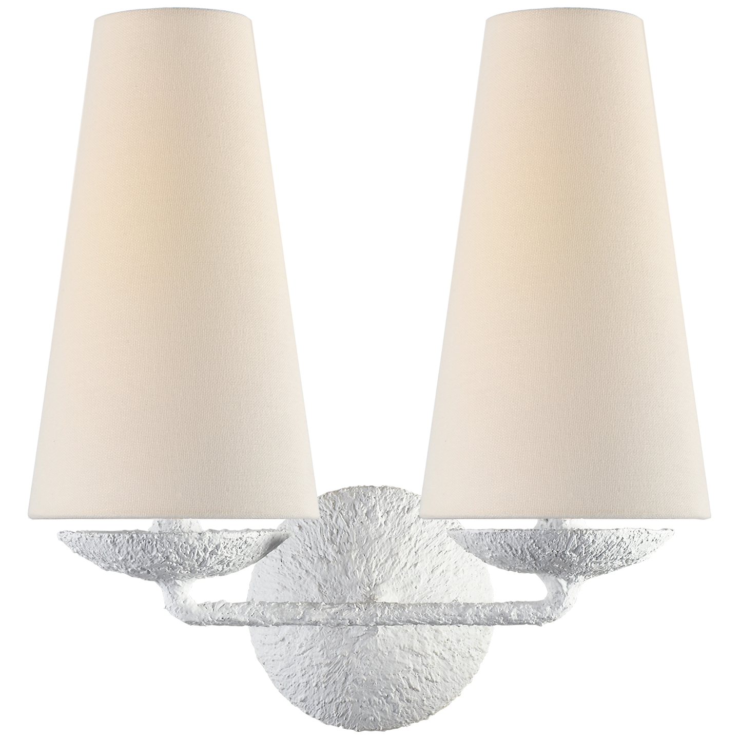 Fontaine Double Sconce in Plaster with Linen Shades