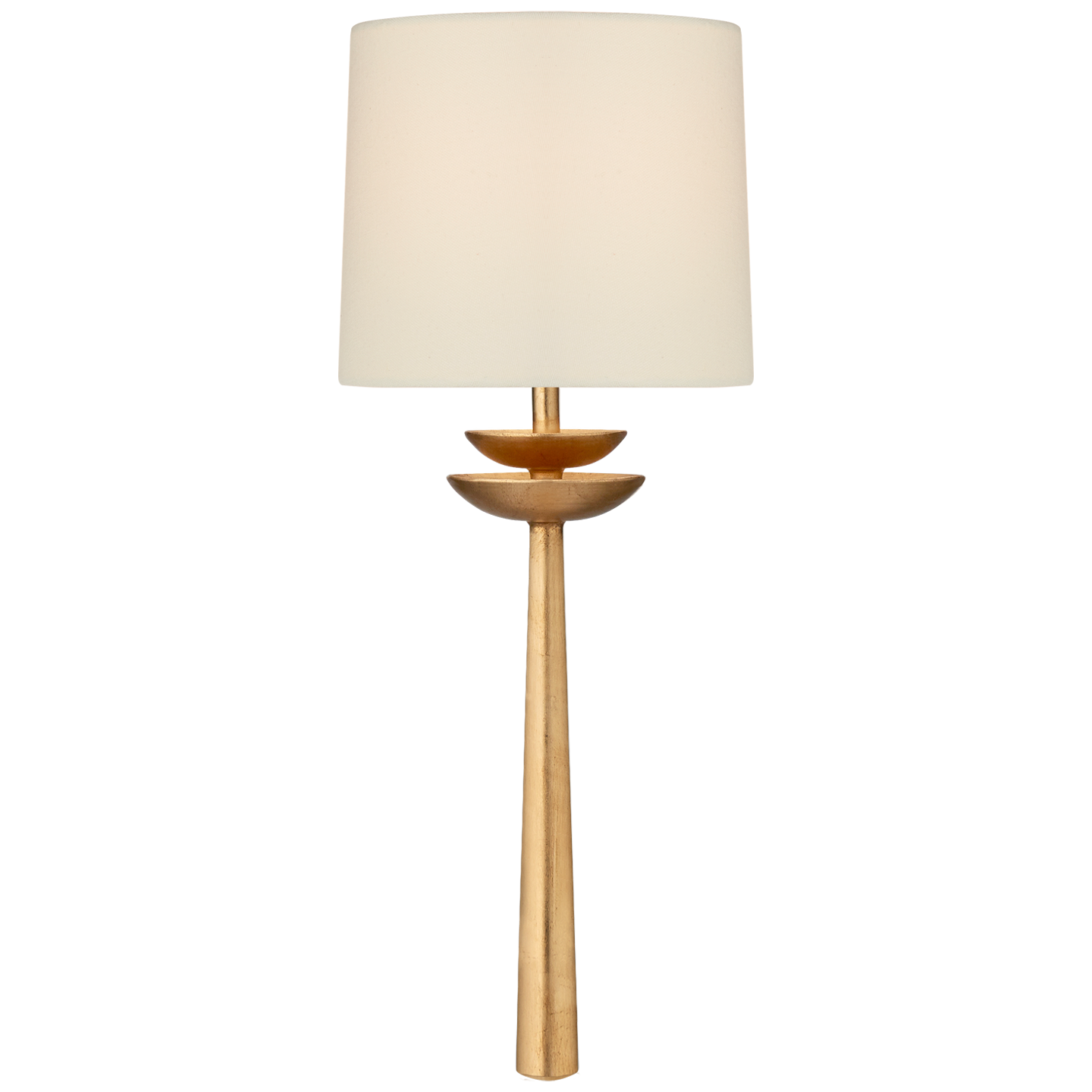 Beaumont Medium Tail Sconce in Gild with Linen Shade
