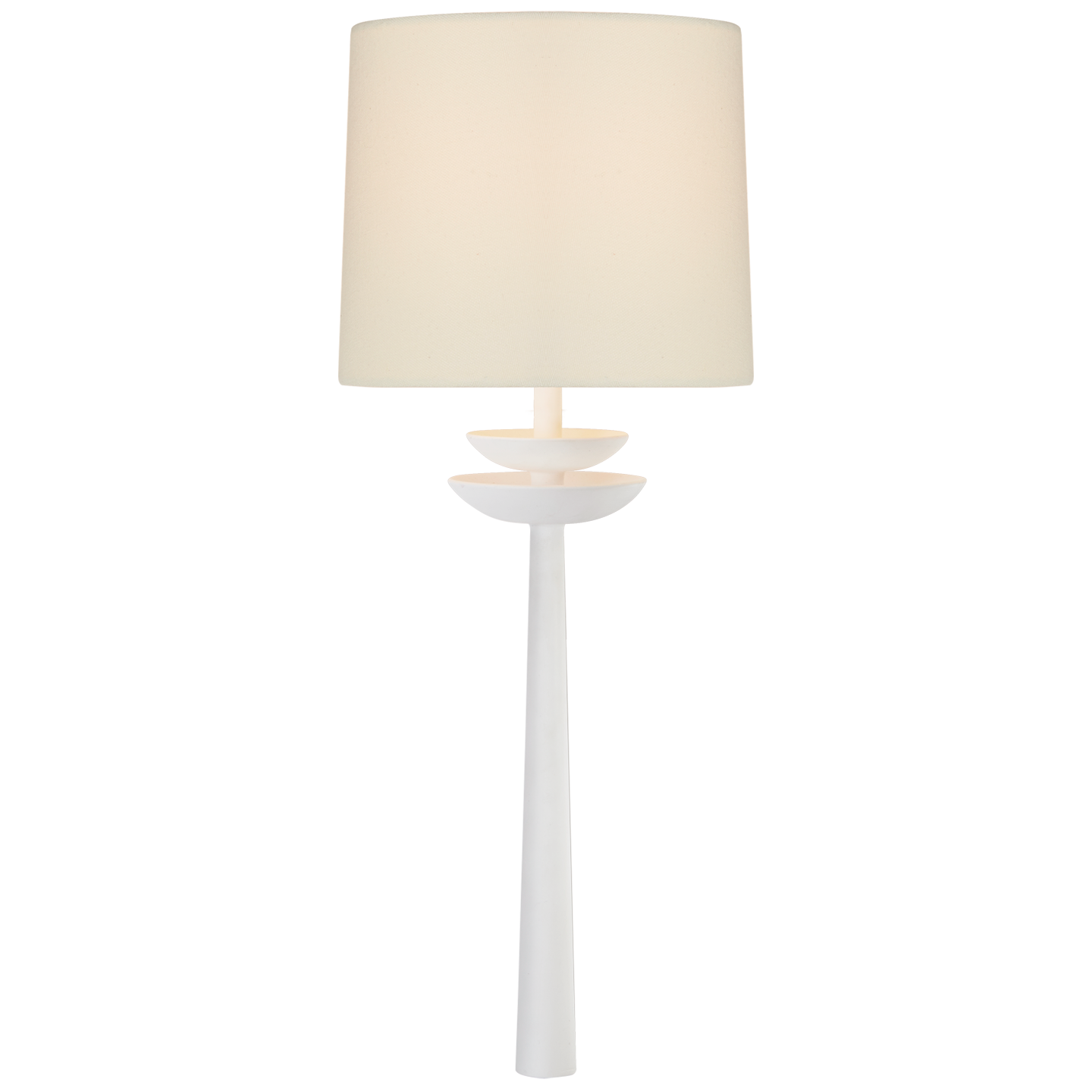 Beaumont Medium Tail Sconce in White with Linen Shade