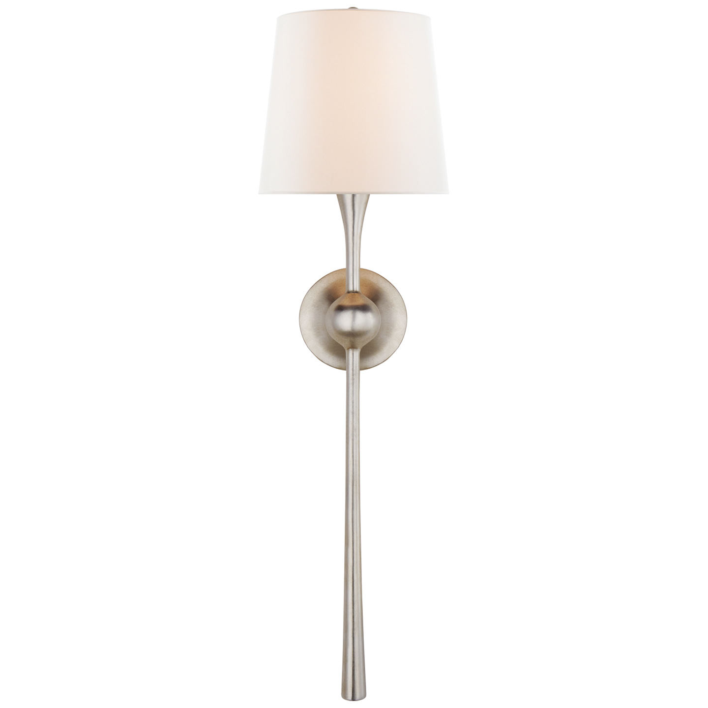 Dover Large Tail Sconce in Burnished Silver Leaf with Linen Shade