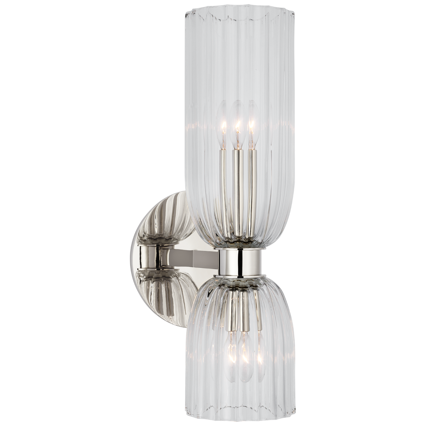 Asalea 16" Double Bath Sconce in Polished Nickel with Clear Glass