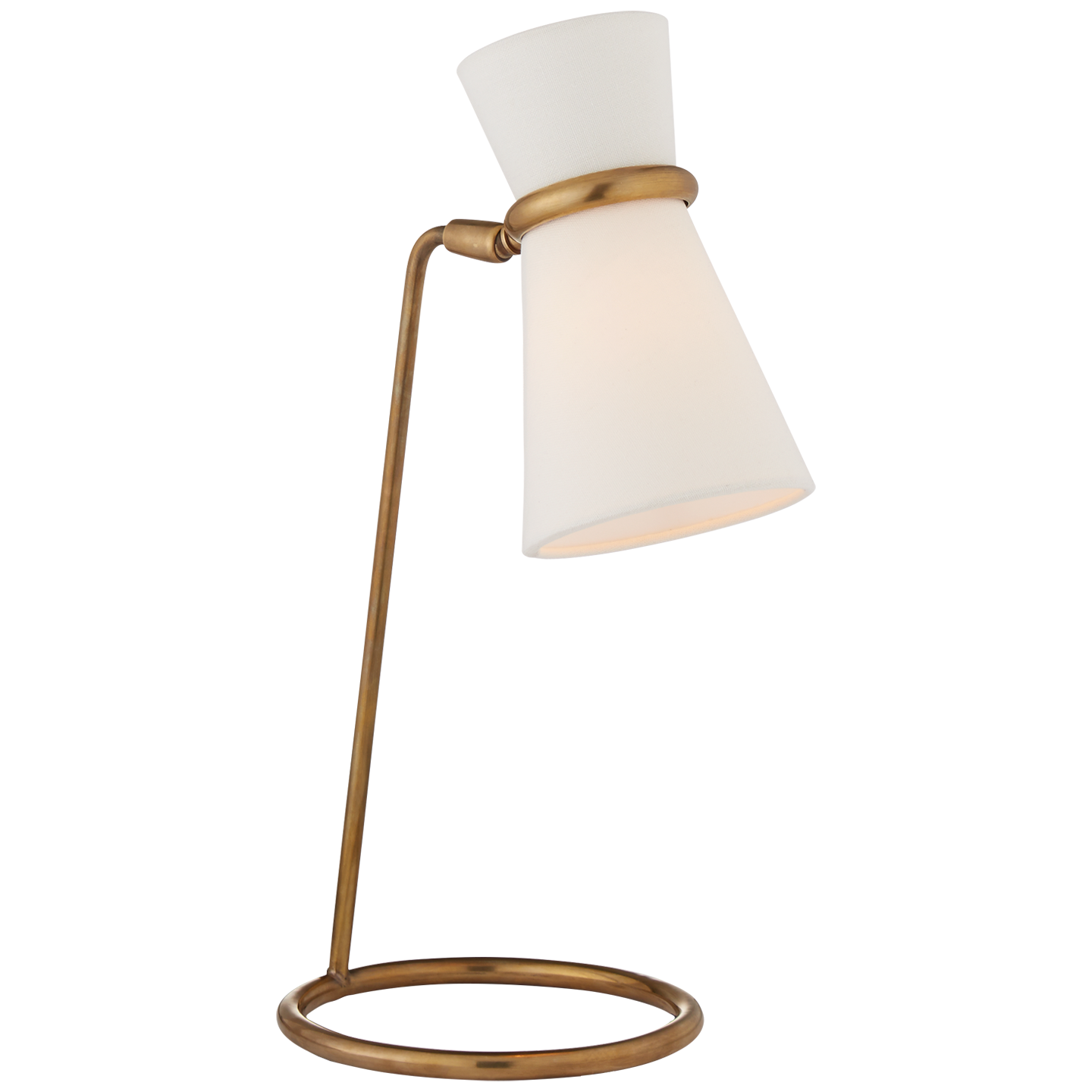 Clarkson Table Lamp in Hand-Rubbed Antique Brass with Linen Shade