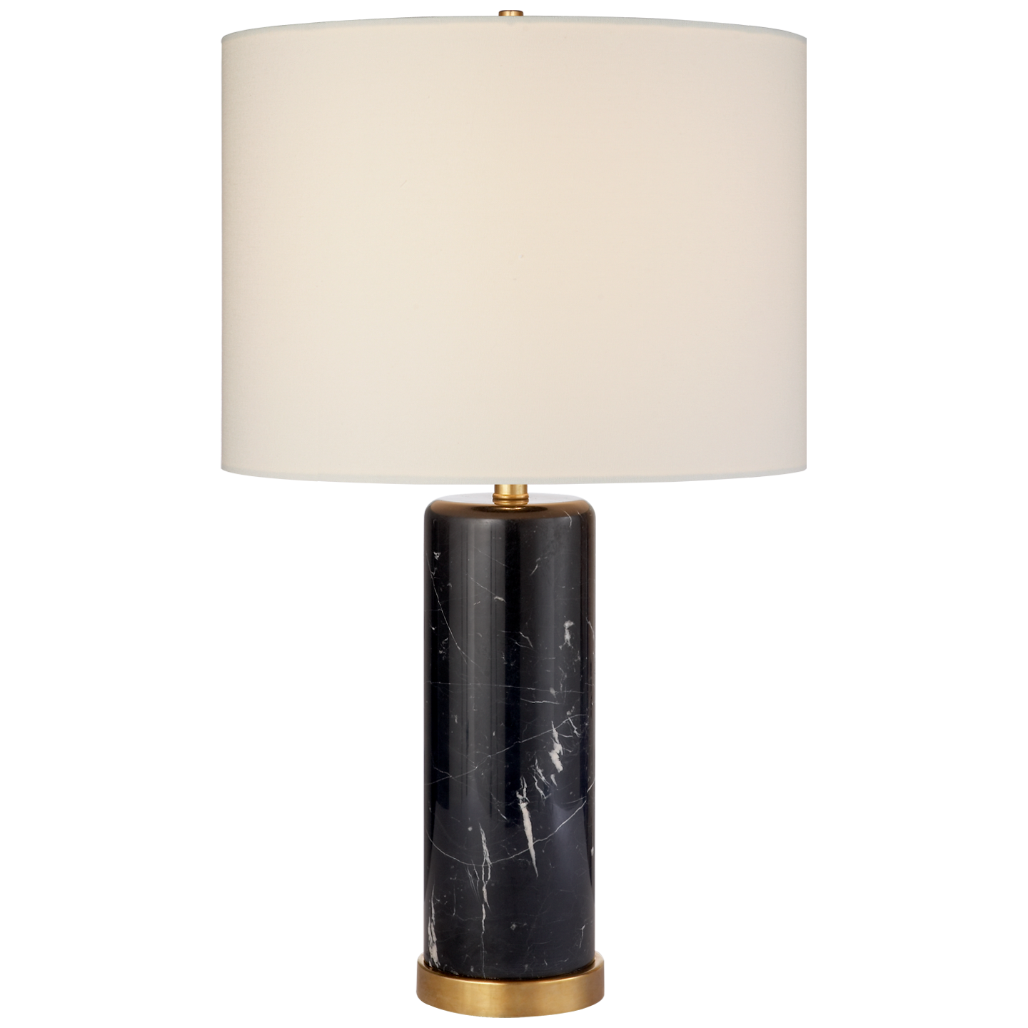 Cliff Table Lamp in Black Marble with Linen Shade