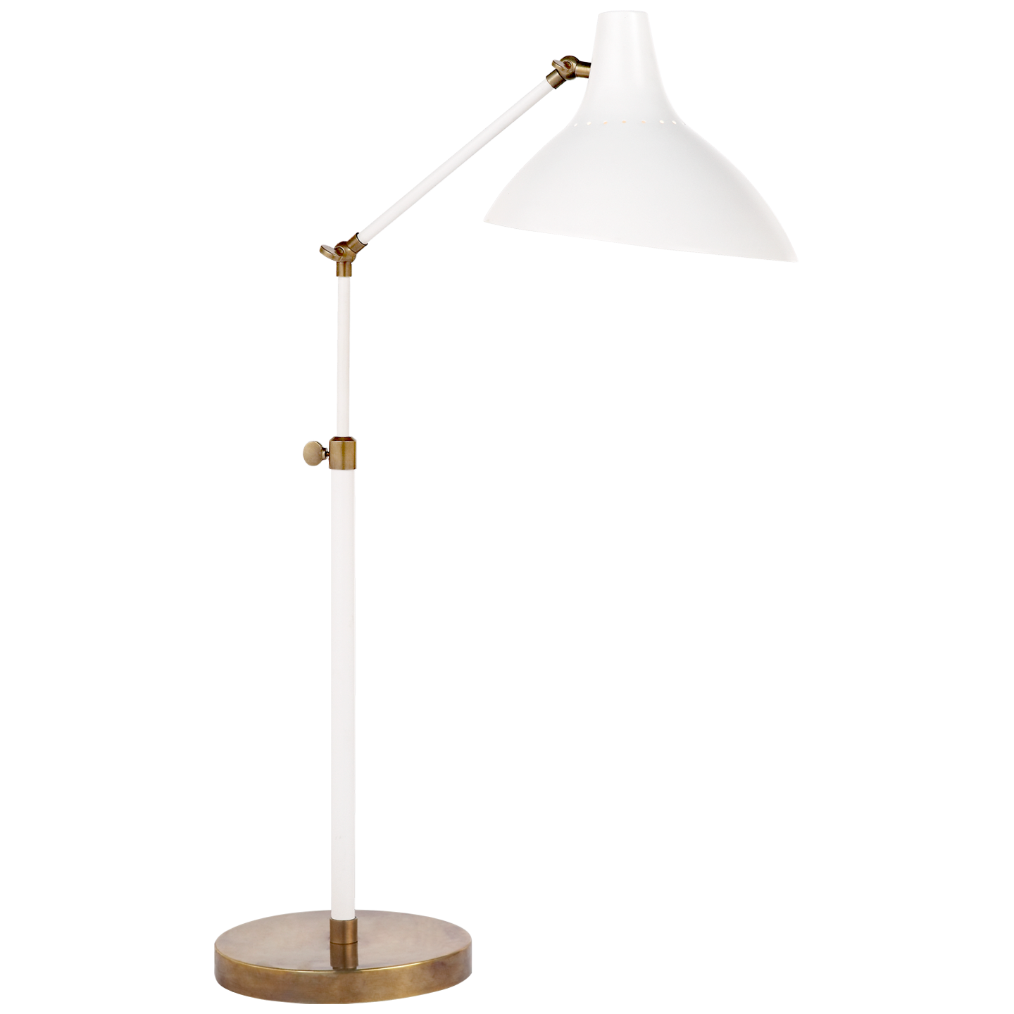 Charlton Table Lamp in White and Hand-Rubbed Antique Brass