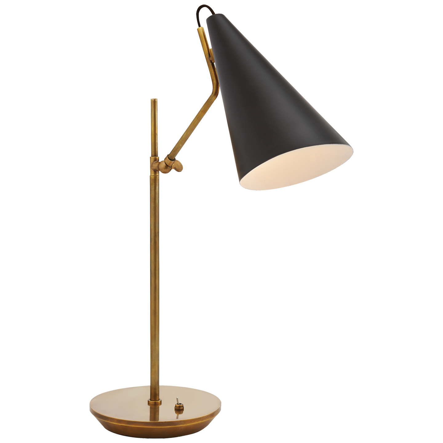 Clemente Table Lamp in Hand-Rubbed Antique Brass with Black