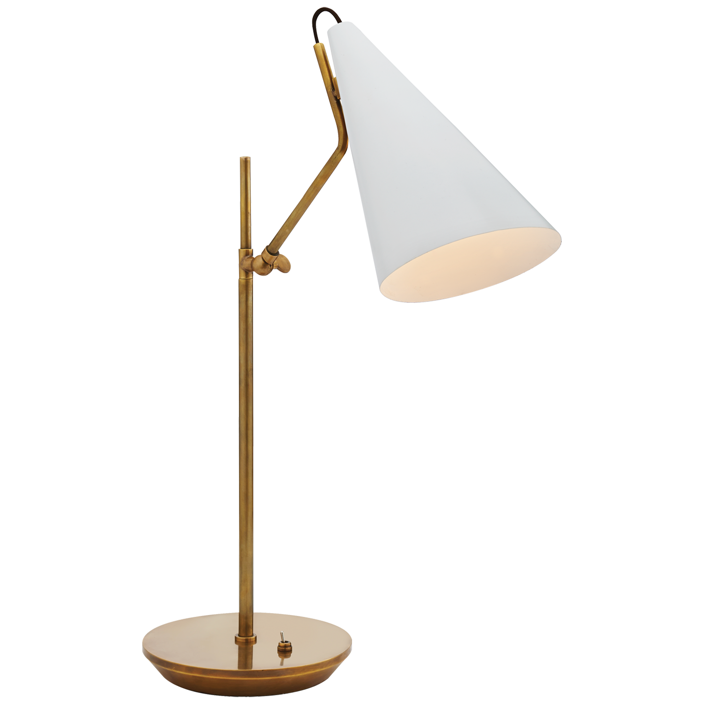 Clemente Table Lamp in Hand-Rubbed Antique Brass with White
