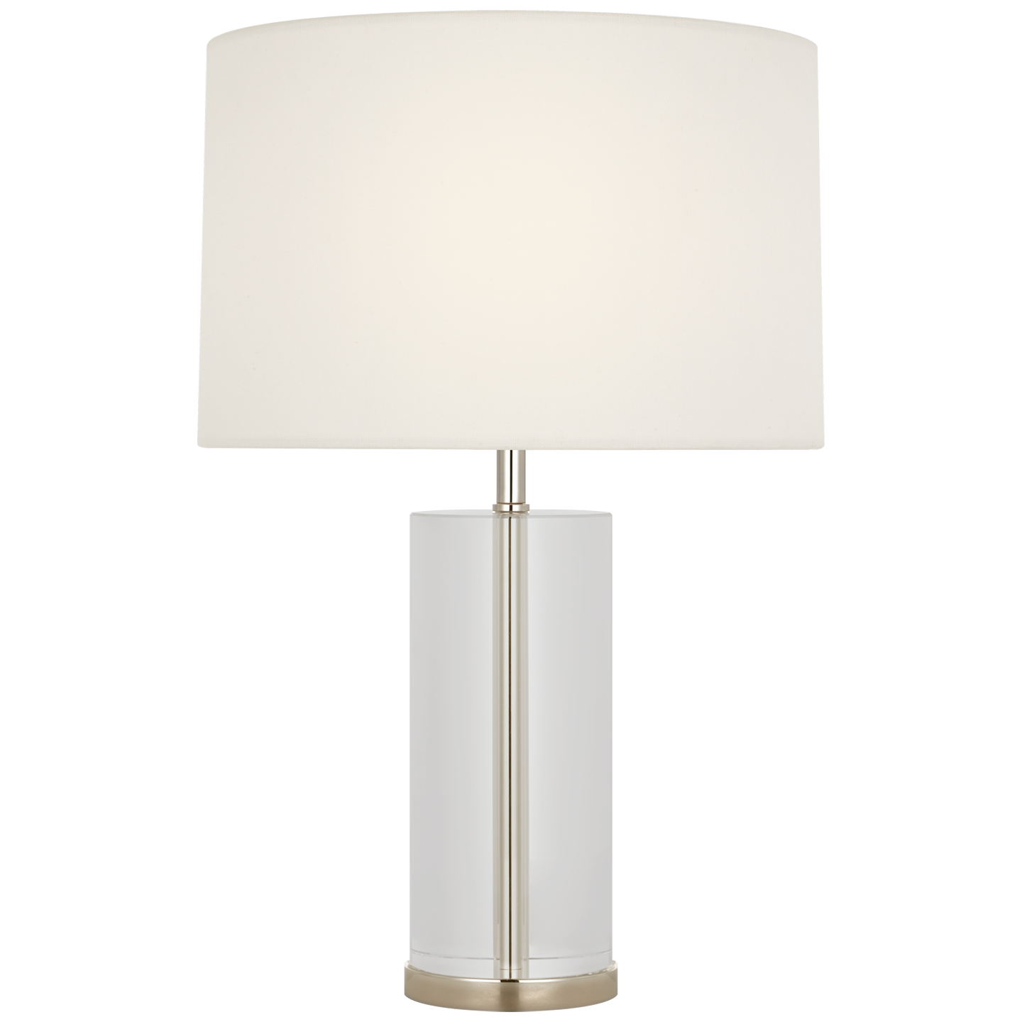 Lineham 16" Cordless Accent Lamp in Crystal and Polished Nickel with Linen Shade 220V