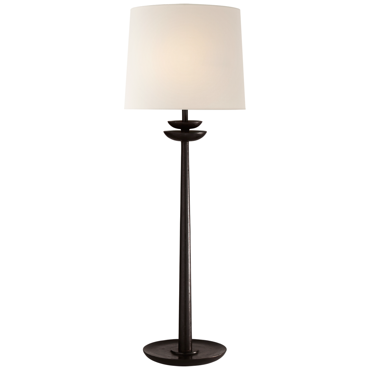 Beaumont Medium Buffet Lamp in Aged Iron with Linen Shade