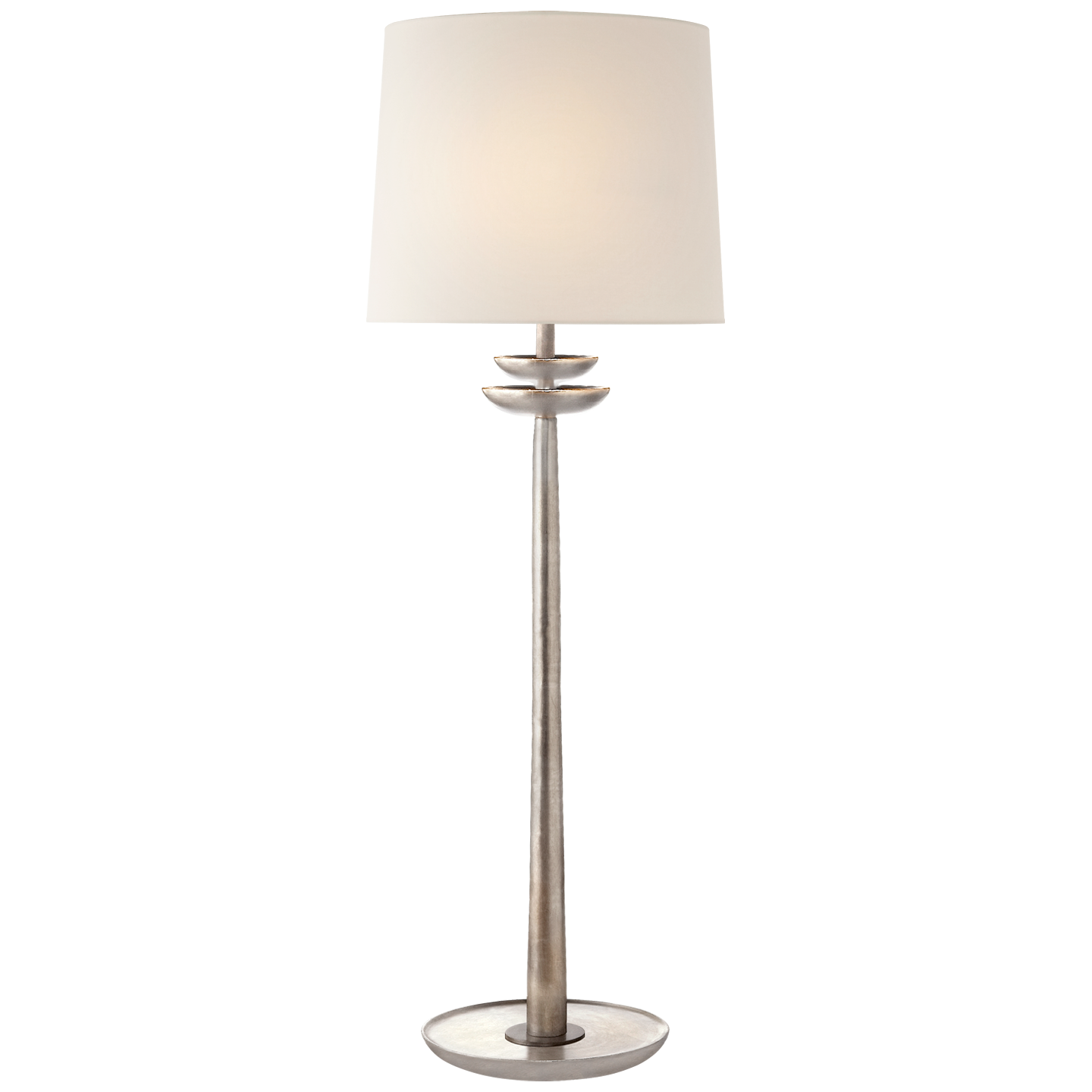 Beaumont Medium Buffet Lamp in Burnished Silver Leaf with Linen Shade