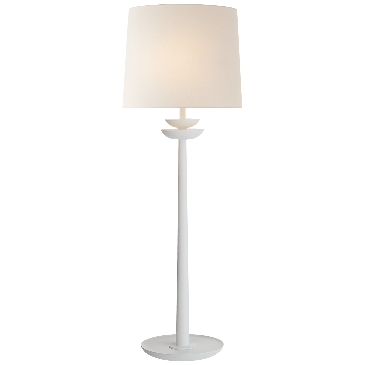 Beaumont Medium Buffet Lamp in White with Linen Shade