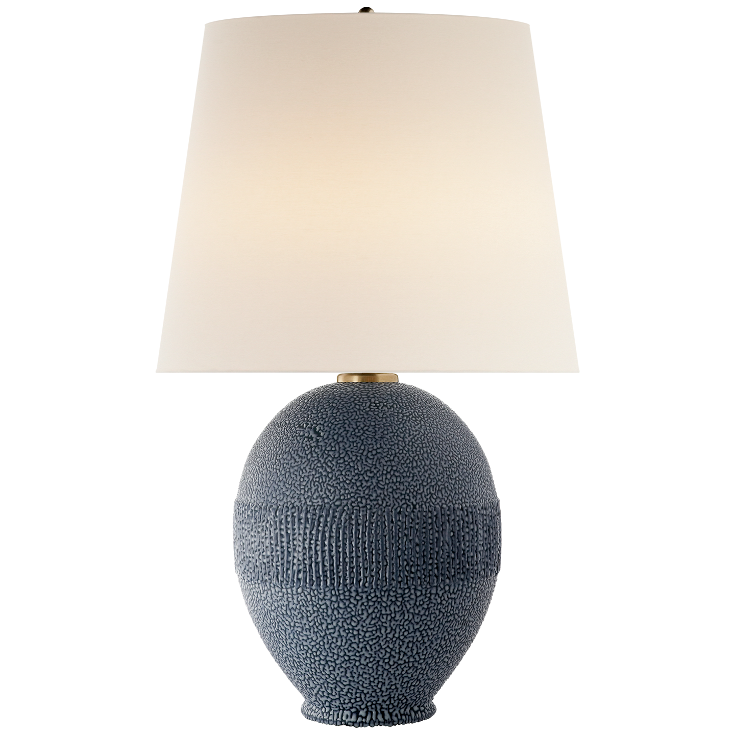 Toulon Table Lamp in Beaded Blue with Linen Shade