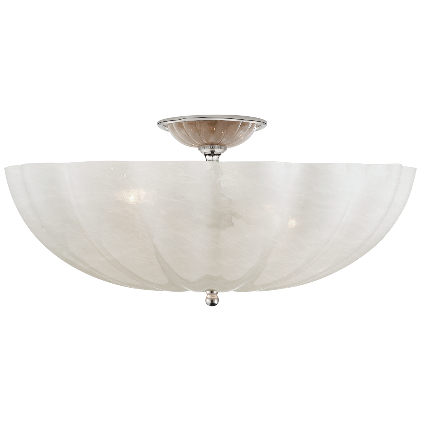 Rosehill Large Semi-Flush Mount in Polished Nickel with White Strie Glass