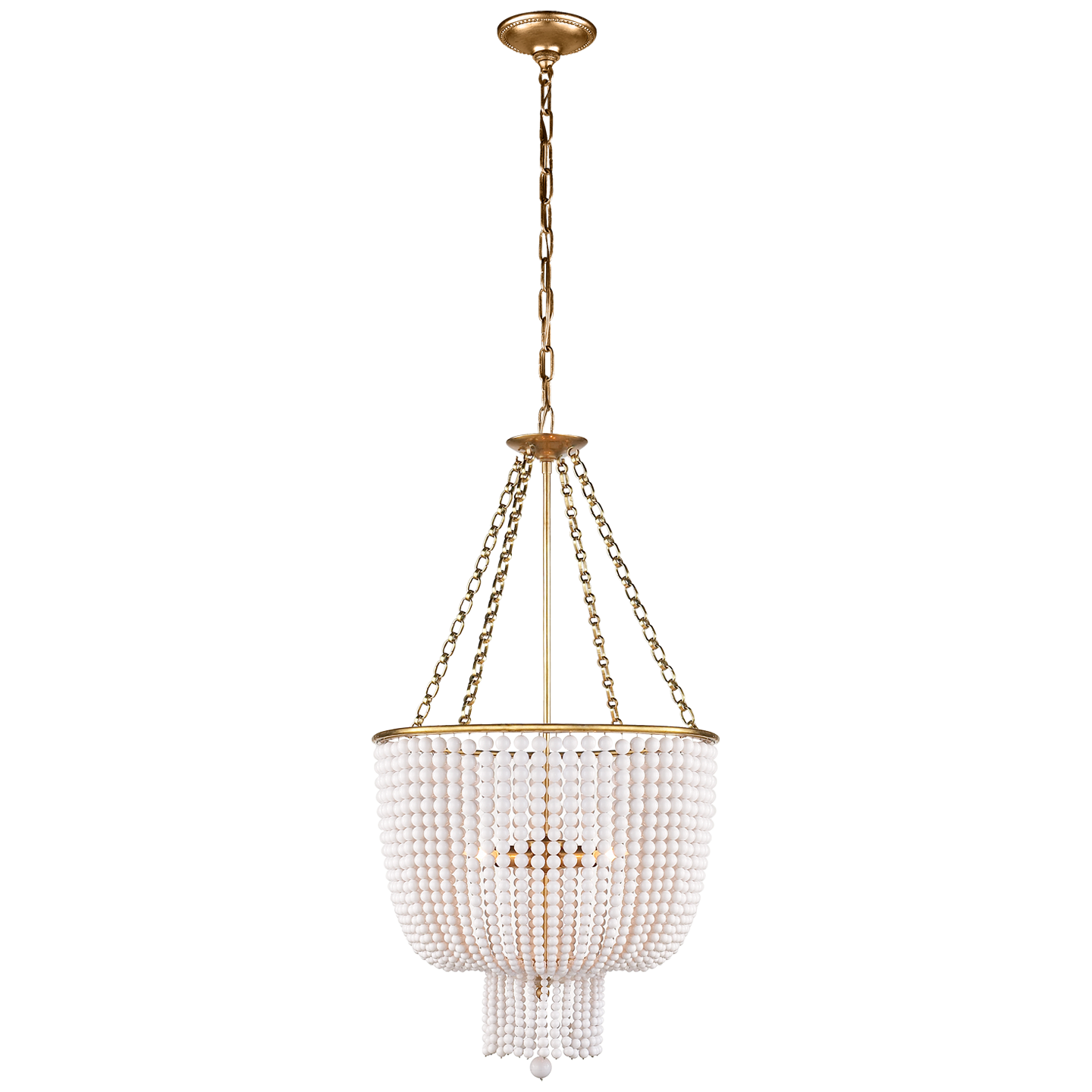 Jacqueline Chandelier in Hand-Rubbed Antique Brass with White Acrylic