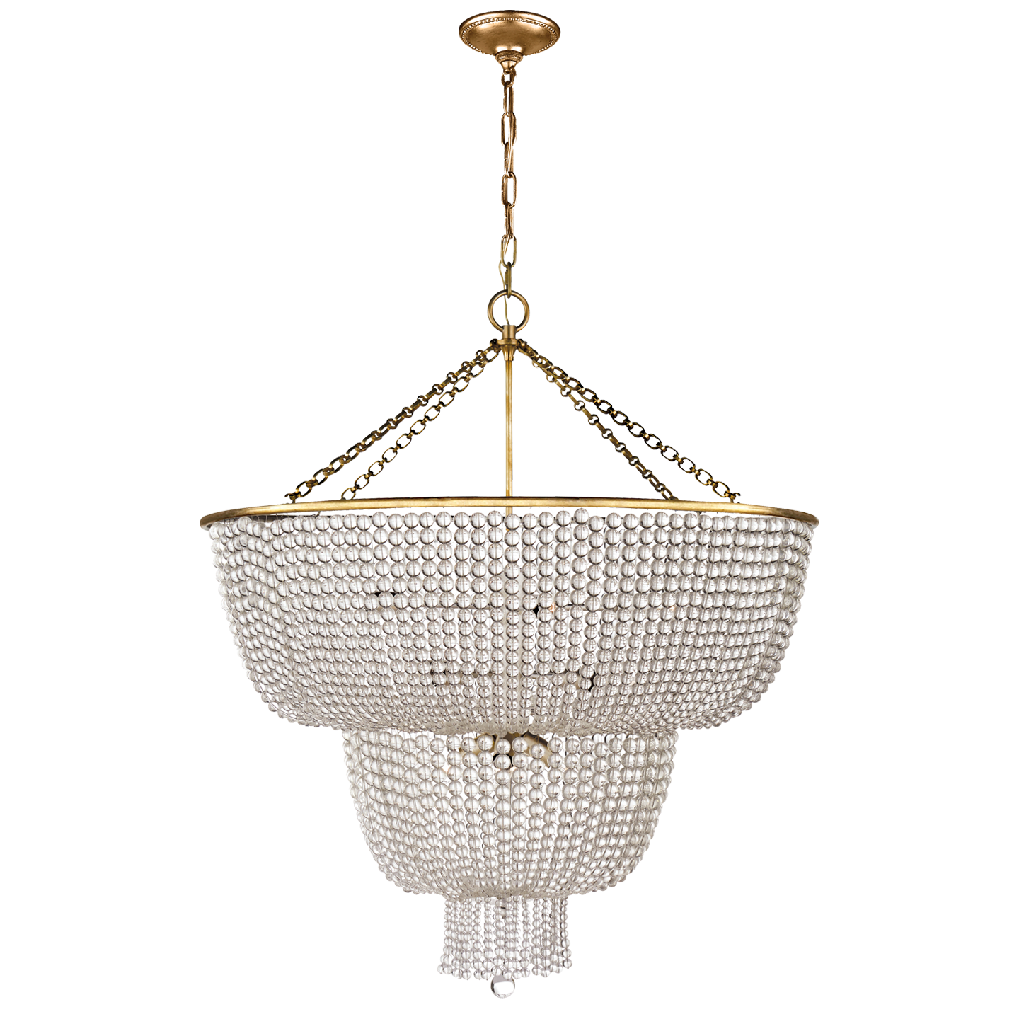 Jacqueline Two-Tier Chandelier in Hand-Rubbed Antique Brass with Clear Glass