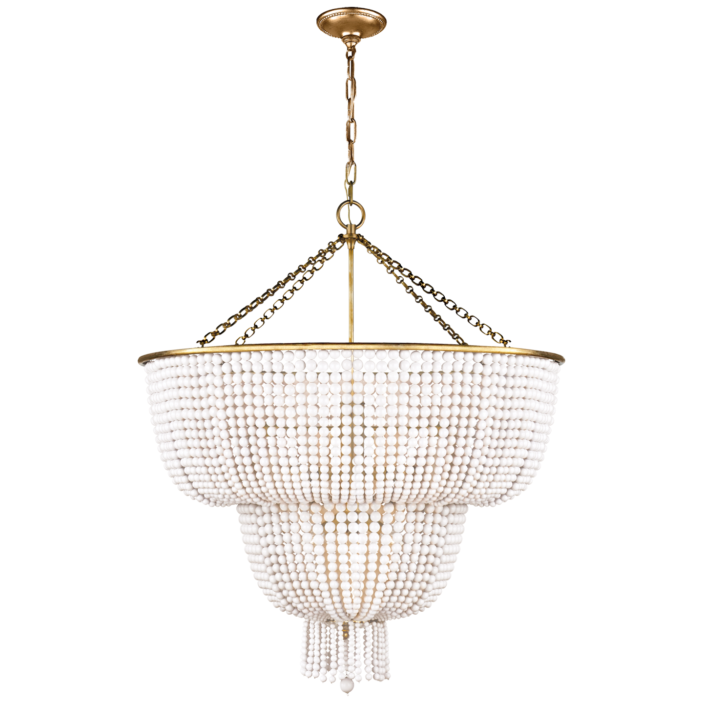 Jacqueline Two-Tier Chandelier in Hand-Rubbed Antique Brass with White Acrylic