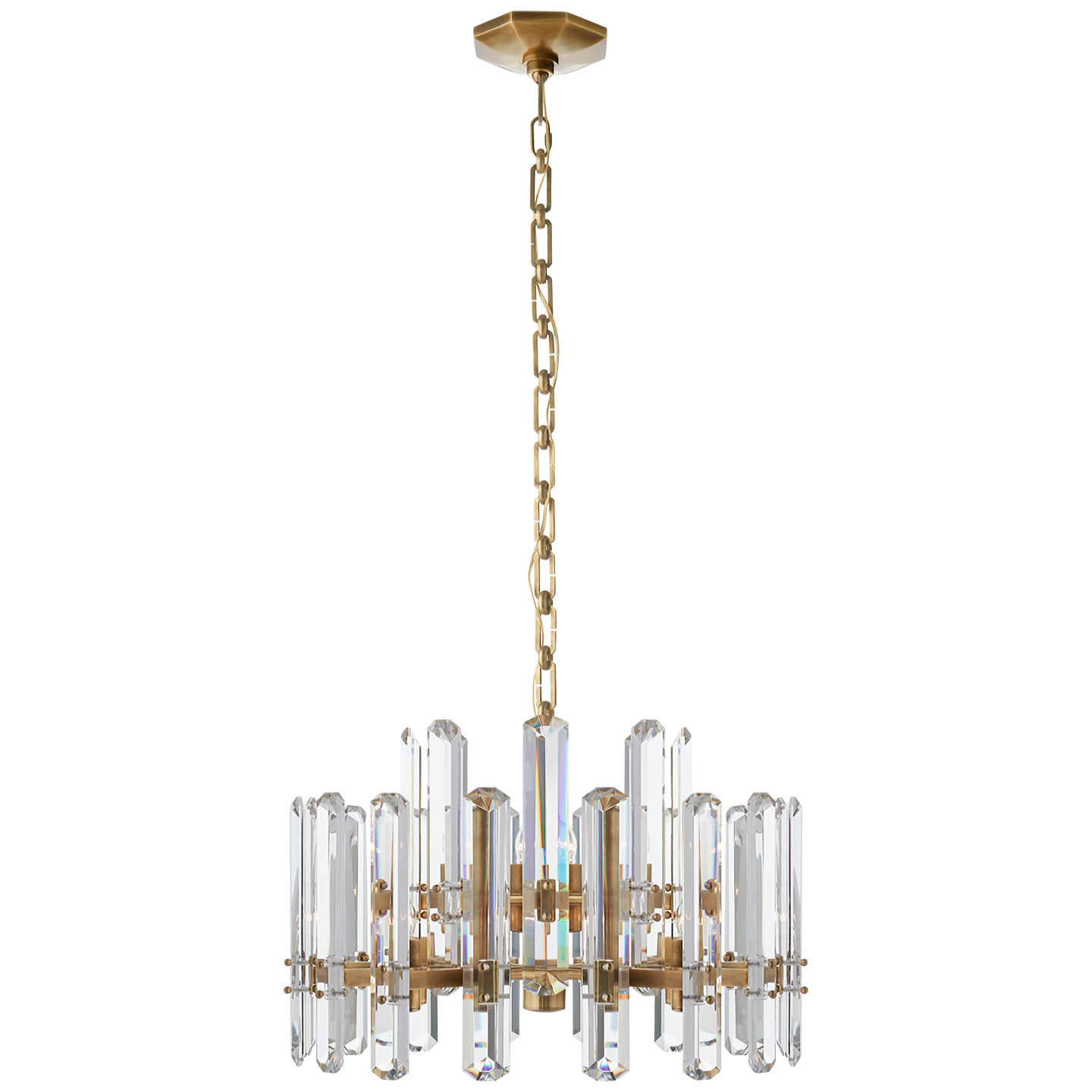 Bonnington Chandelier in Hand-Rubbed Antique Brass with Crystal