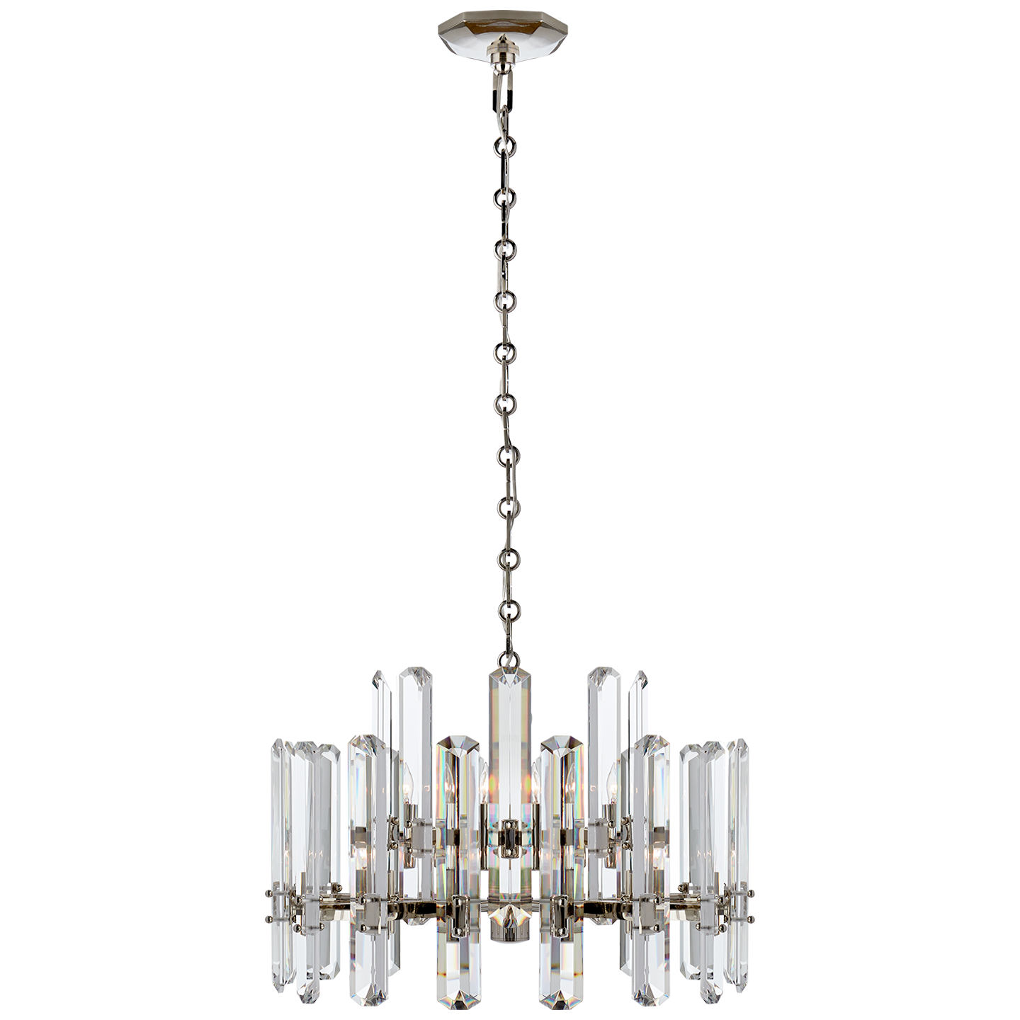 Bonnington Chandelier in Polished Nickel with Crystal