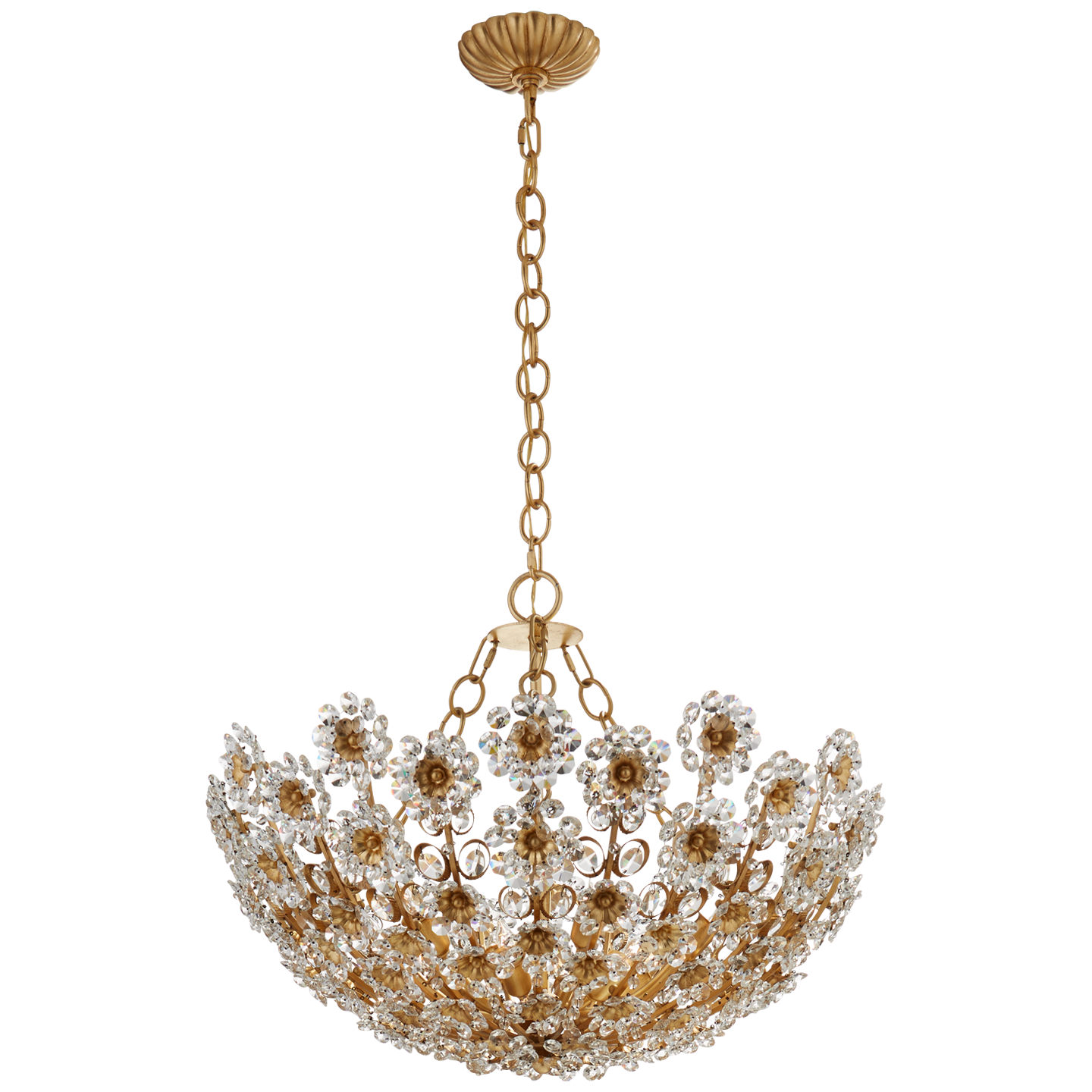 Claret Short Chandelier in Gild with Crystal