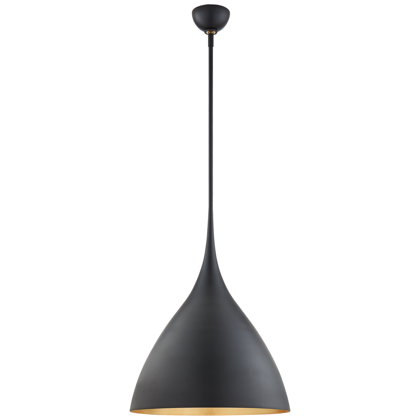 Agnes Medium Pendant in Matte Black with Gild Interior
