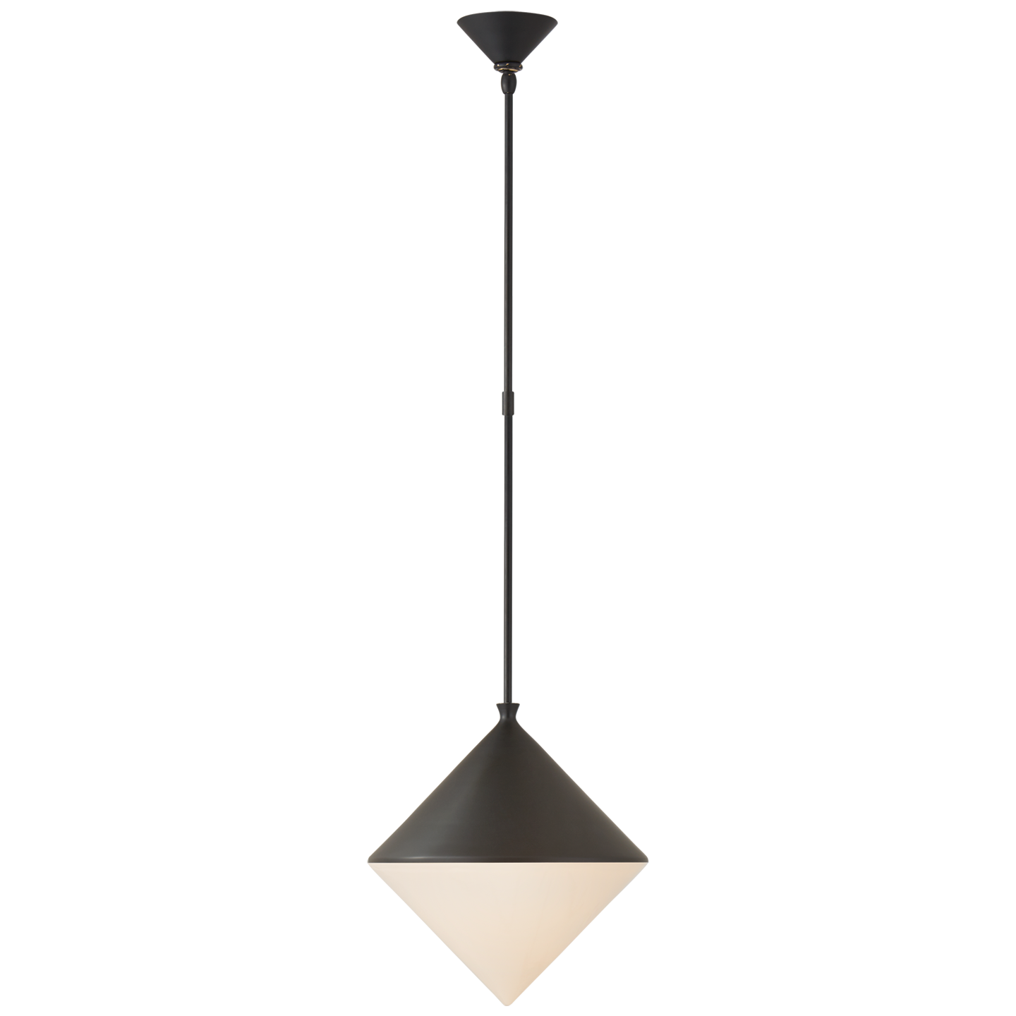 Sarnen Medium Pendant in Matte Black with White Glass