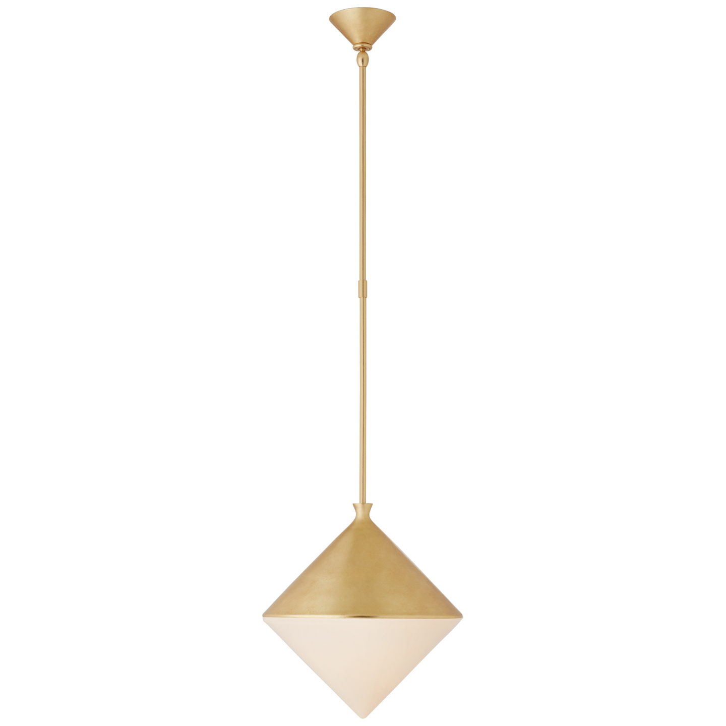 Sarnen Medium Pendant in Gild with White Glass