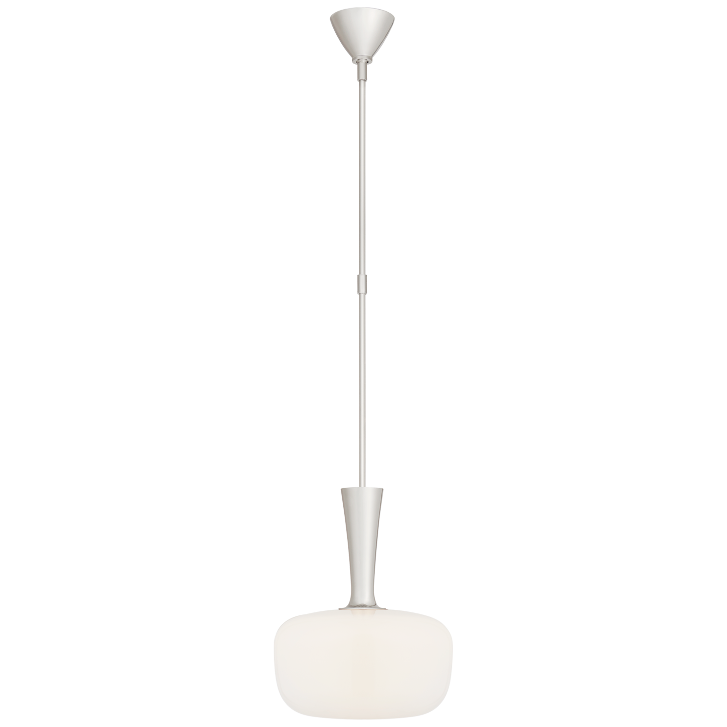 Sesia Small Oval Pendant in Polished Nickel with White Glass
