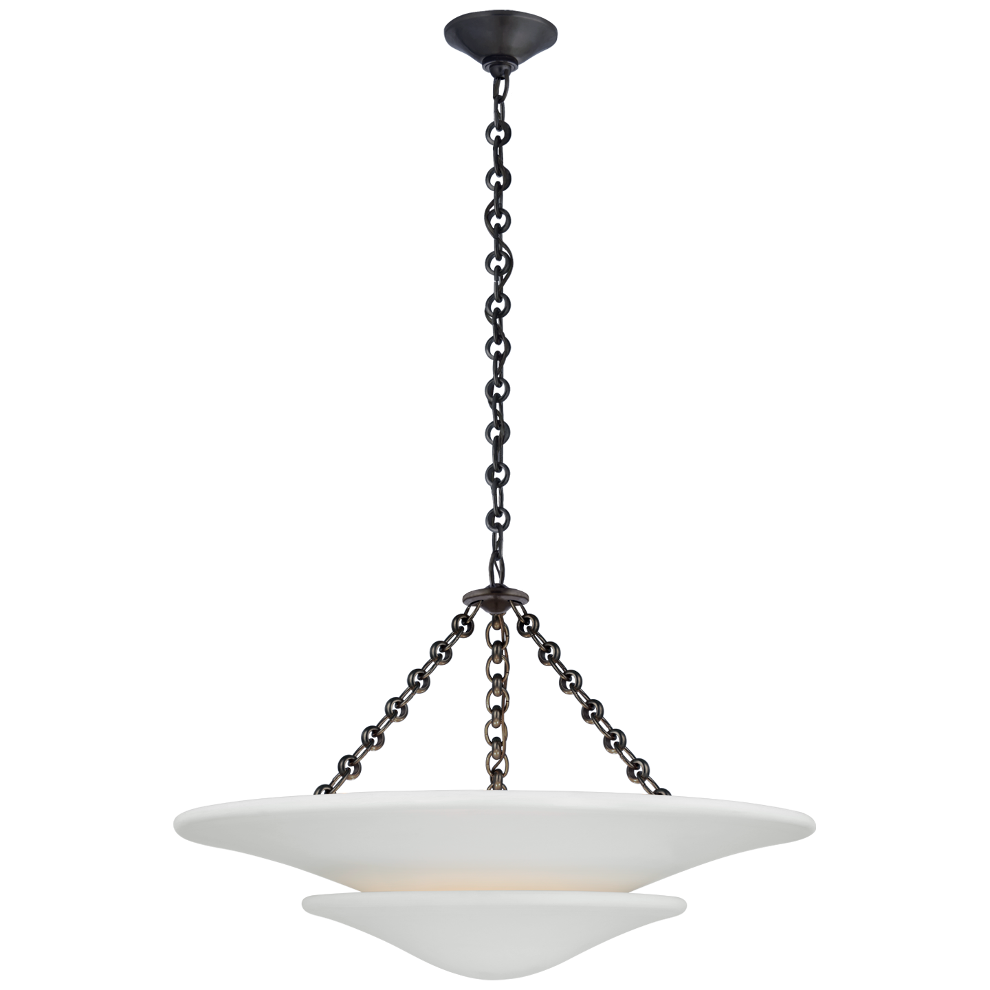 Mollino Medium Tiered Chandelier in Bronze with Plaster White Shade