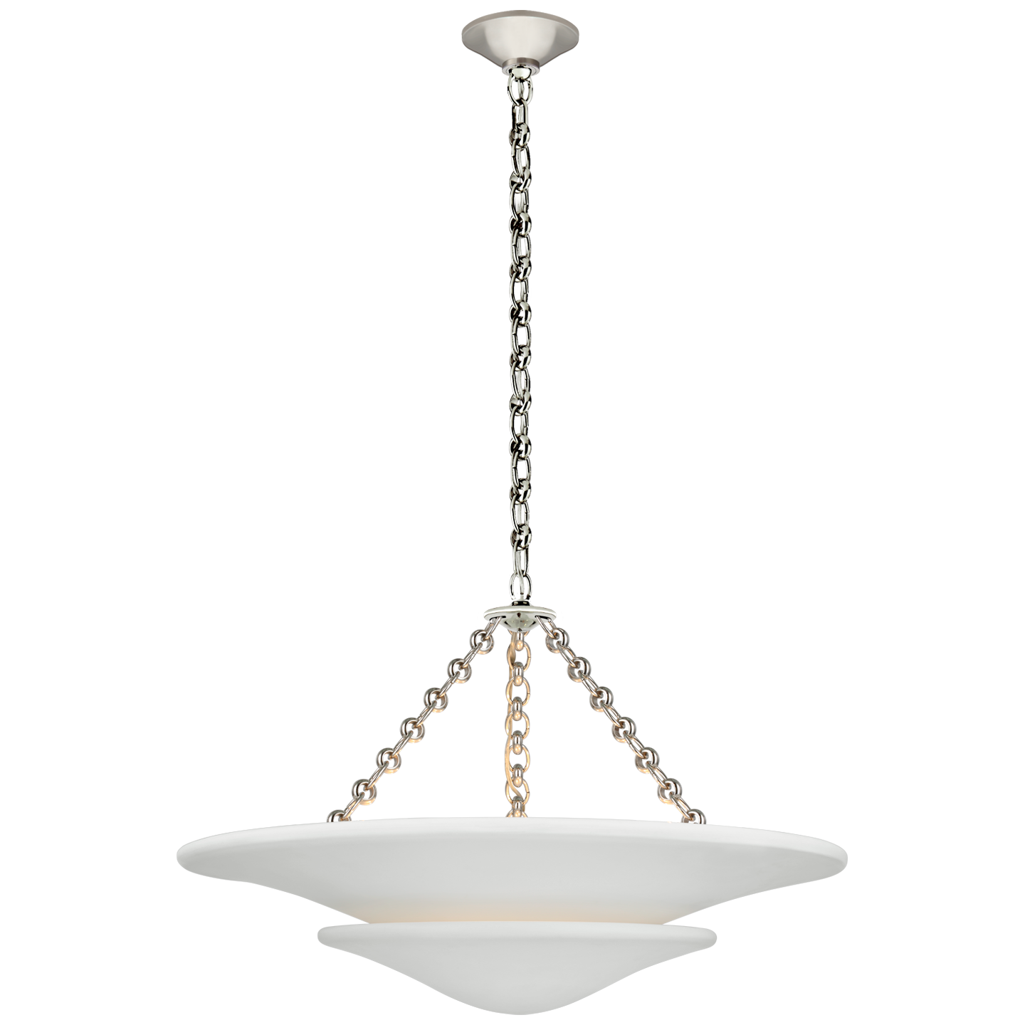 Mollino Medium Tiered Chandelier in Polished Nickel with Plaster White Shade