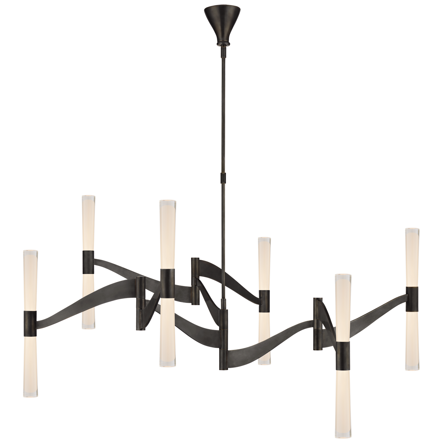 Brenta Grande Chandelier in Bronze with White Glass