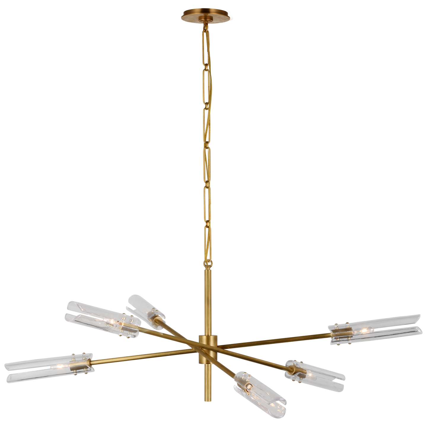 Casoria XL Radial Chandelier in Hand-Rubbed Antique Brass with Clear Glass