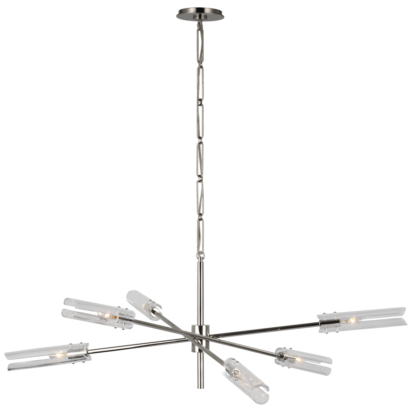 Casoria XL Radial Chandelier in Polished Nickel with Clear Glass