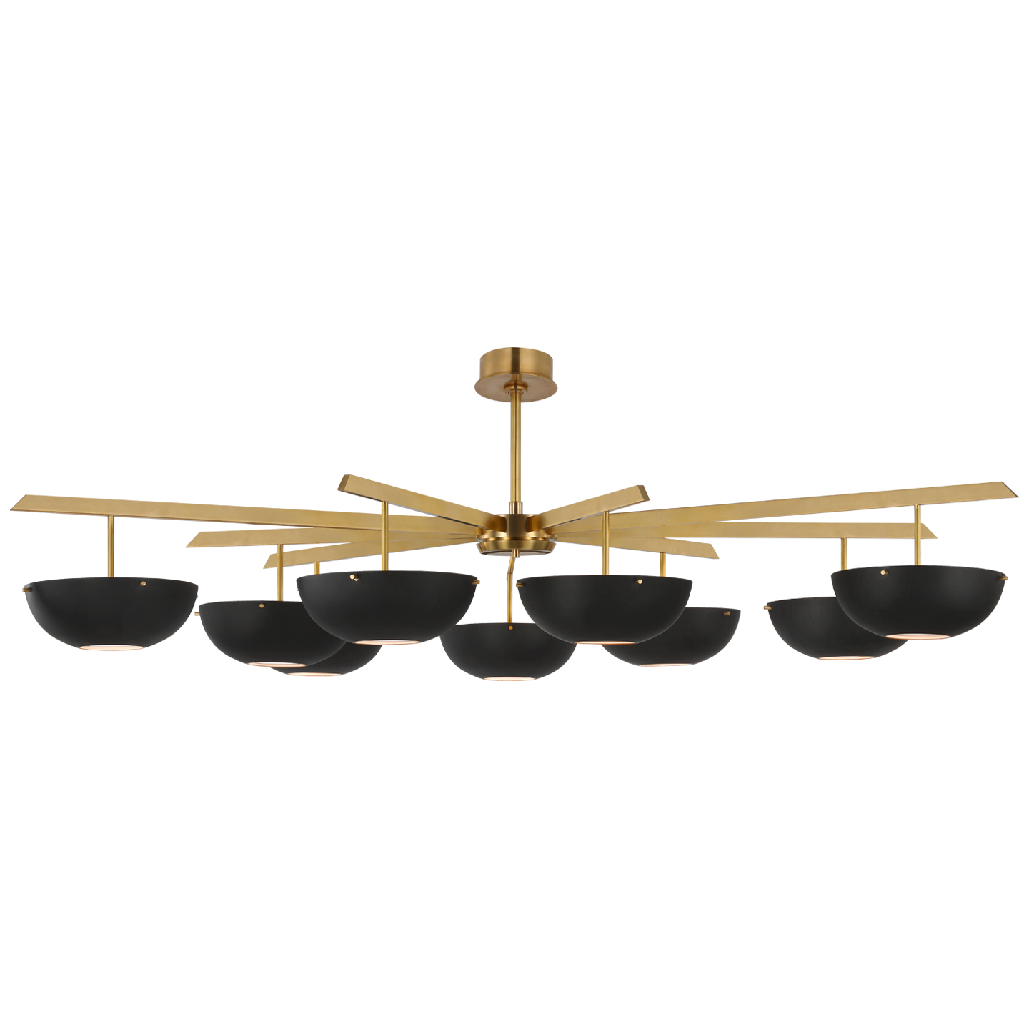 Valencia Grande Nine Light Chandelier in Hand-Rubbed Antique Brass with Matte Black