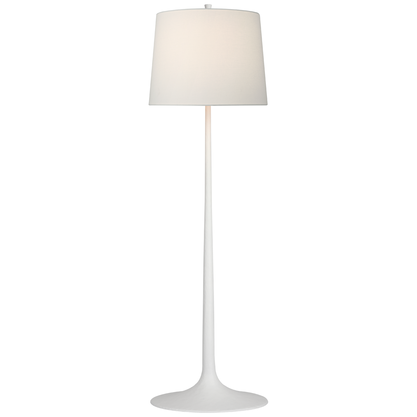 Oscar Large Sculpted Floor Lamp in Plaster White with Linen Shade