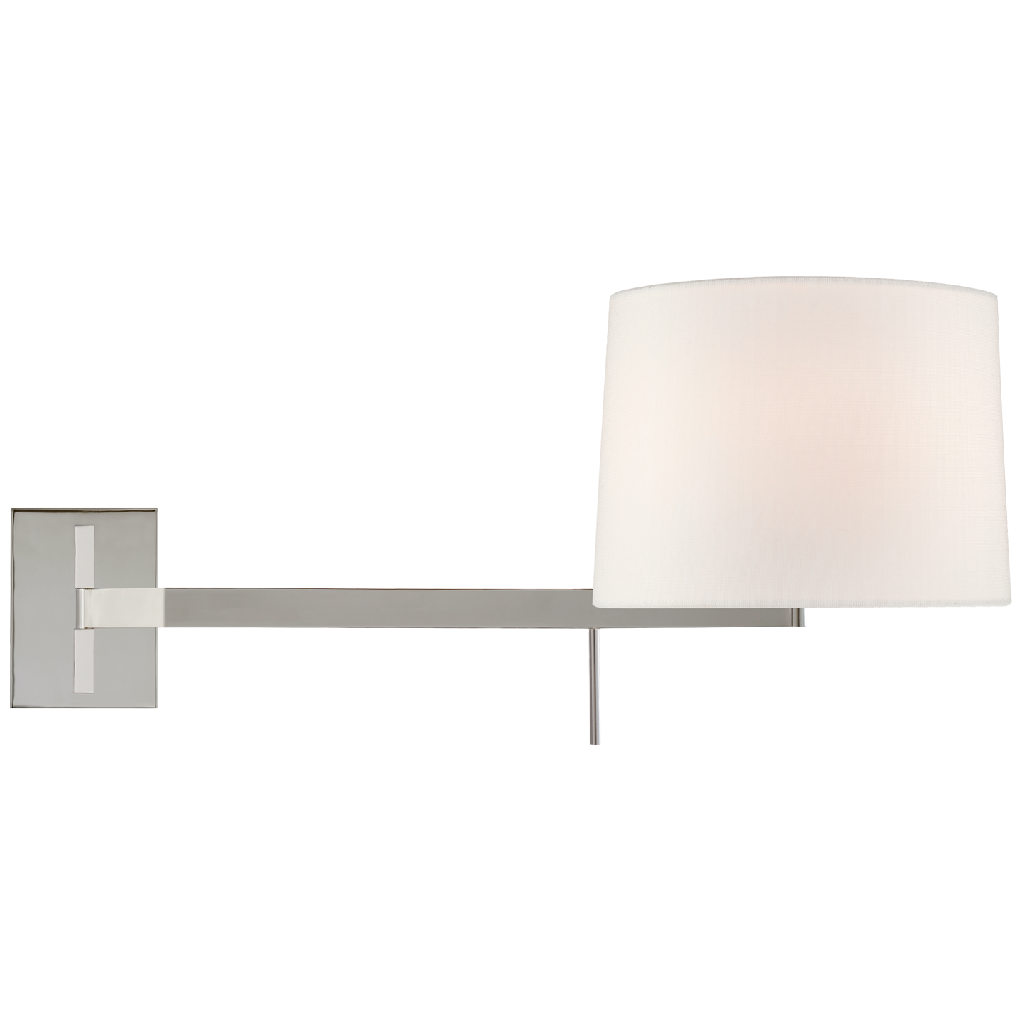 Sweep Medium Left Articulating Sconce in Polished Nickel with Linen Shade