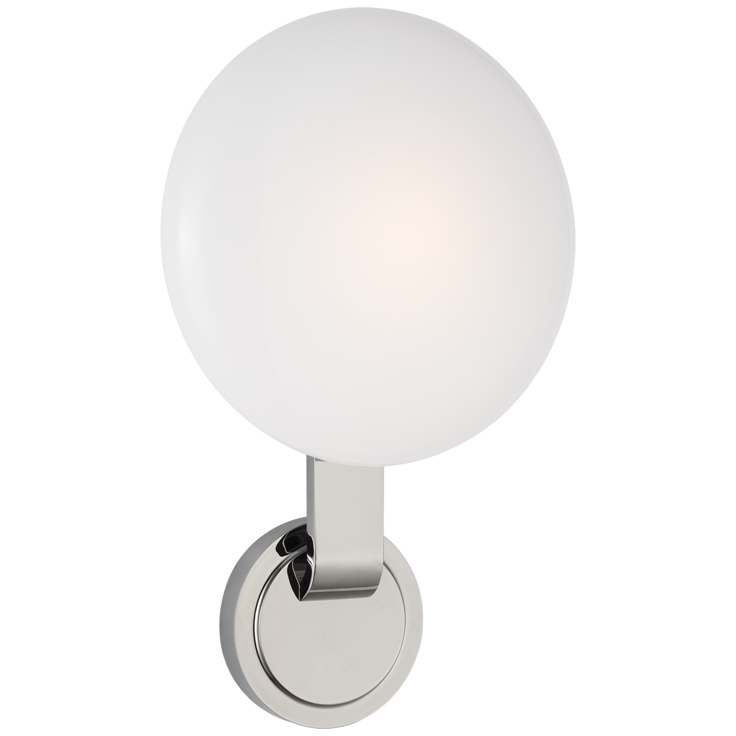 Marisol Medium Single Sconce in Polished Nickel with White Glass