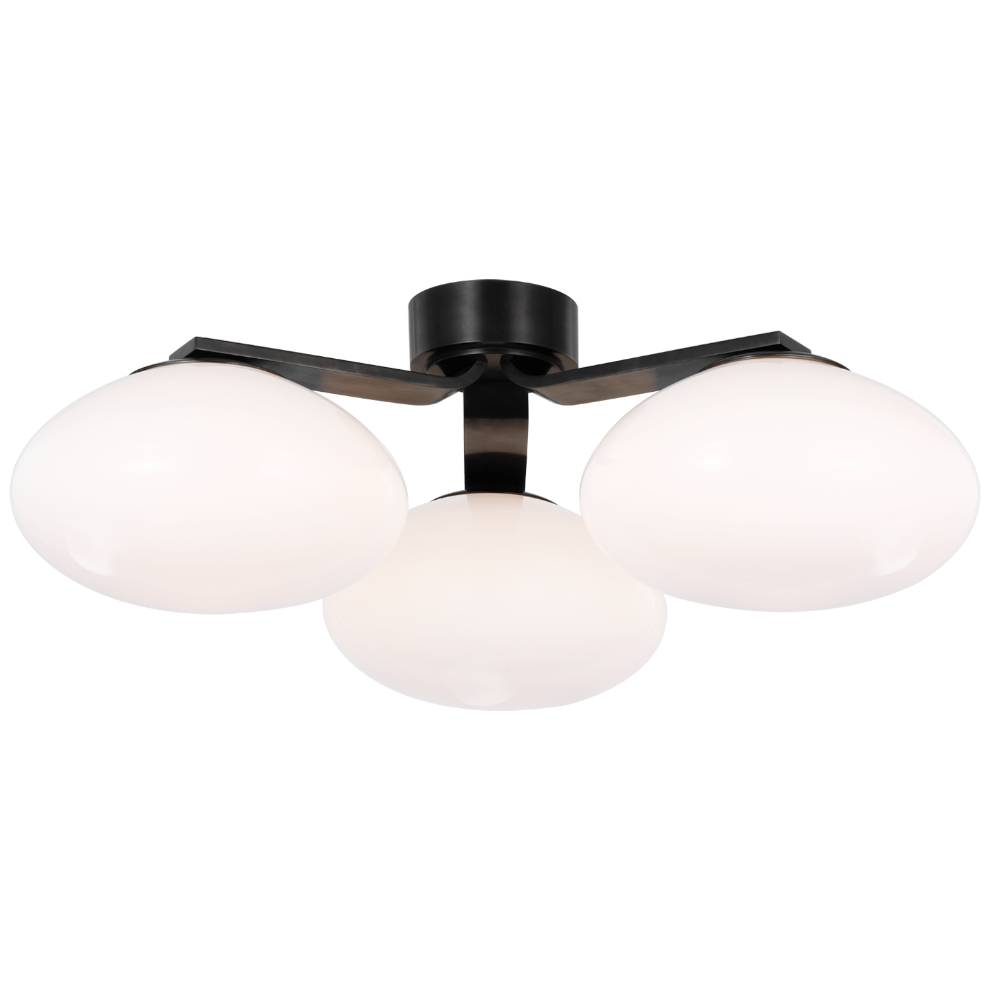 Marisol XL Triple Flush Mount in Gun Metal with White Glass