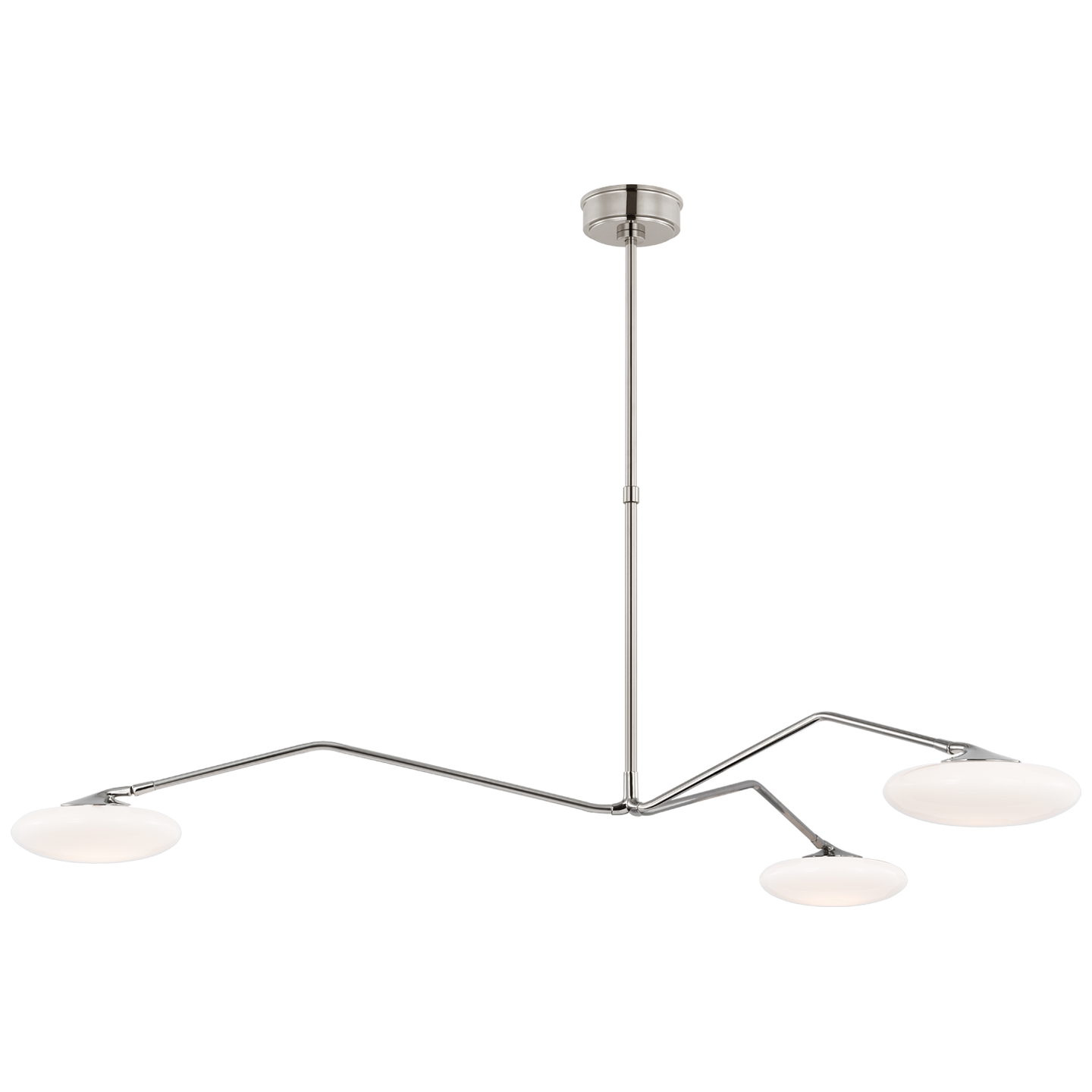Brindille Extra Large Three Light Chandelier in Polished Nickel with White Glass