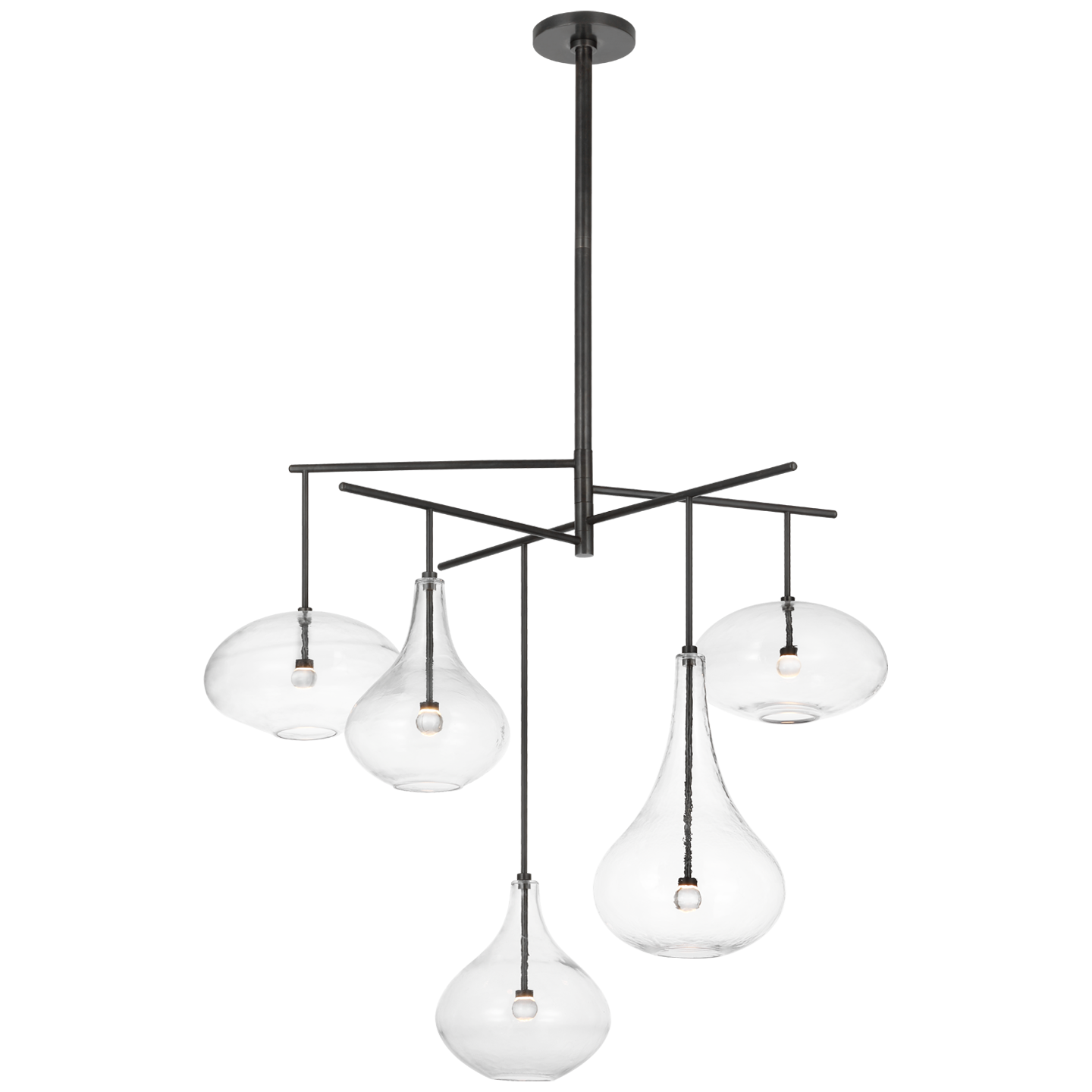 Lomme XL Chandelier in Gun Metal with Clear Glass