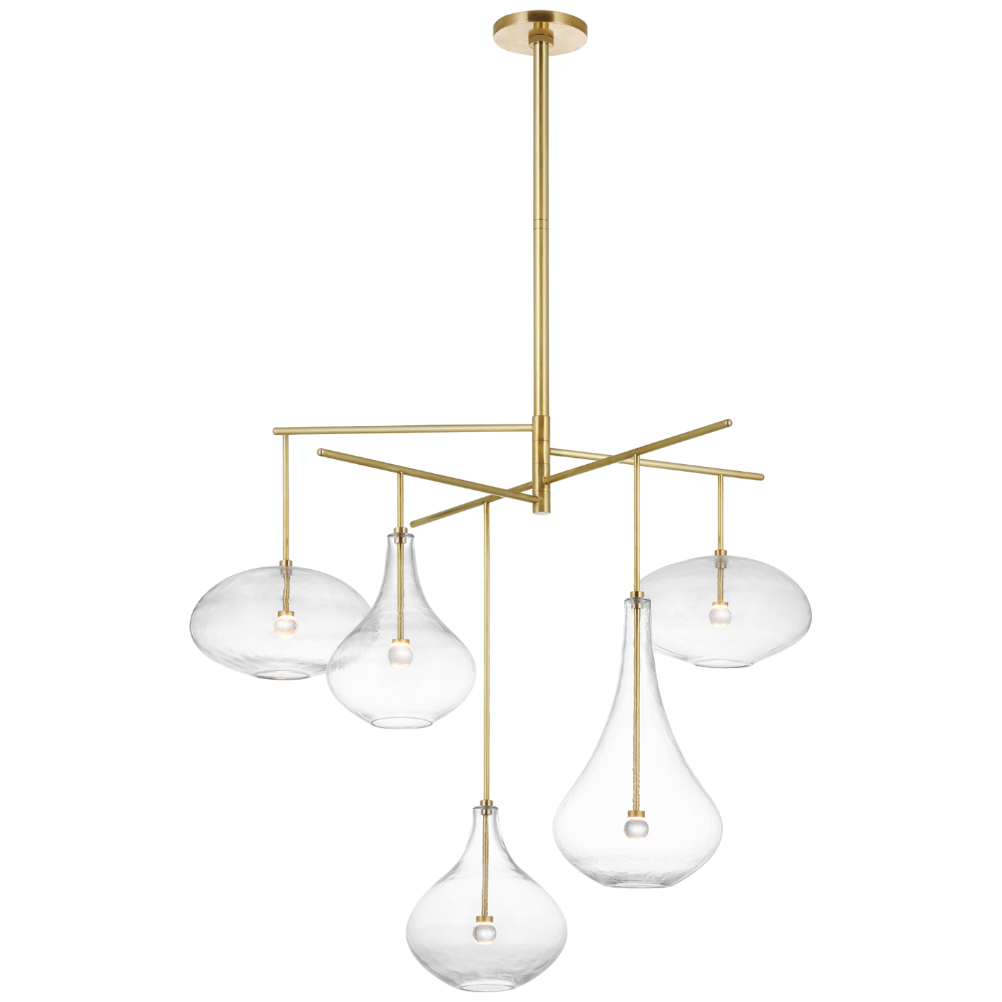 Lomme XL Chandelier in Soft Brass with Clear Glass