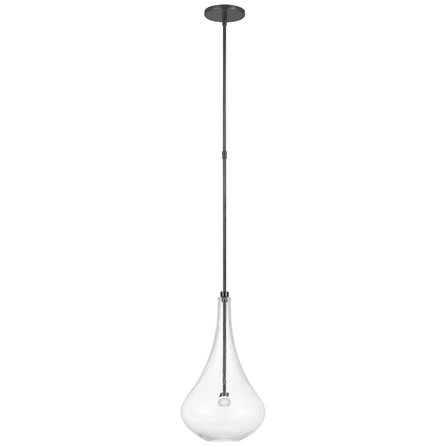 Lomme Small Pendant in Gun Metal with Clear Glass