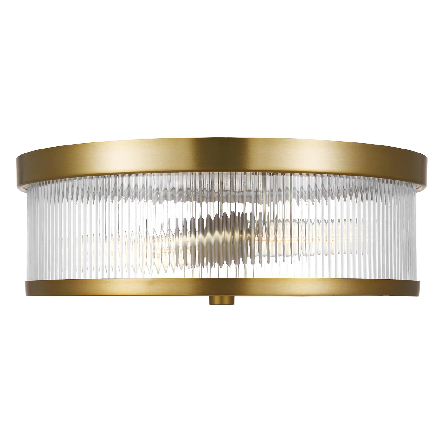 Geneva Flush Mount in Burnished Brass with White Glass