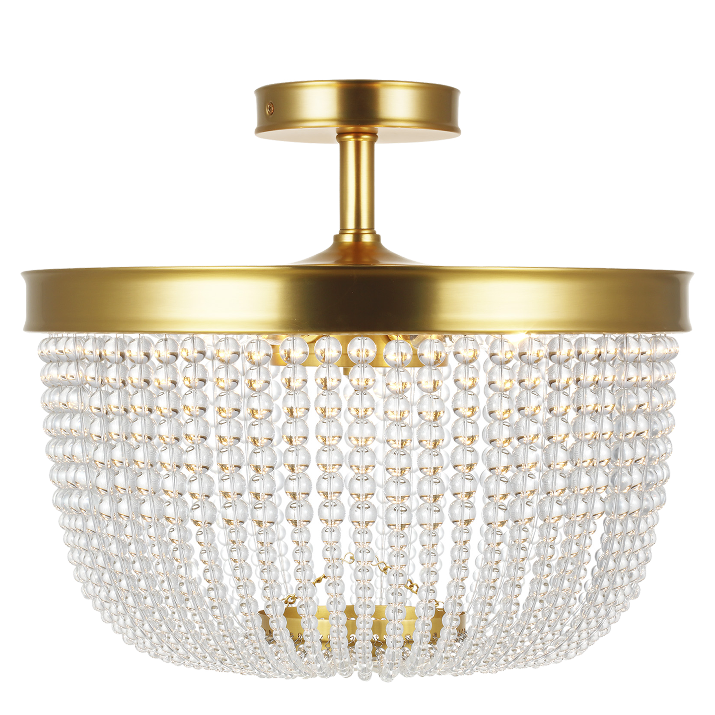 Summerhill Semi Flush Mount in Burnished Brass with Clear Glass